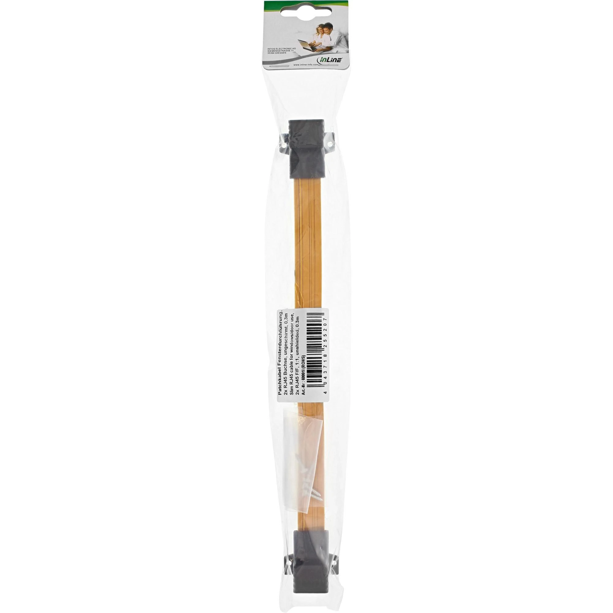 InLine® Komutacinis kabelis Lango įvadas, 2x RJ45 lizdas, neekranuotas, 0,3 m (69991I)