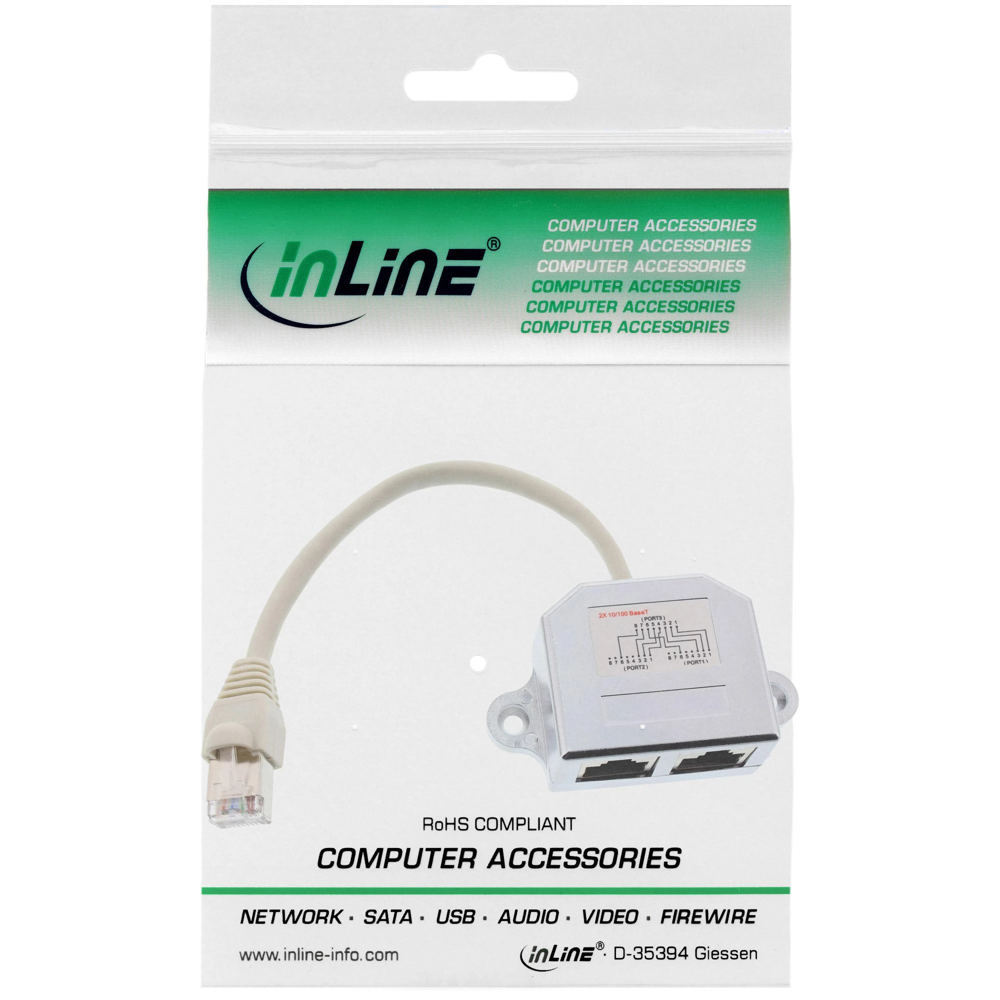 InLine T- Adapteris Splitter, Cat.5e, RJ45 8P8C (69995)