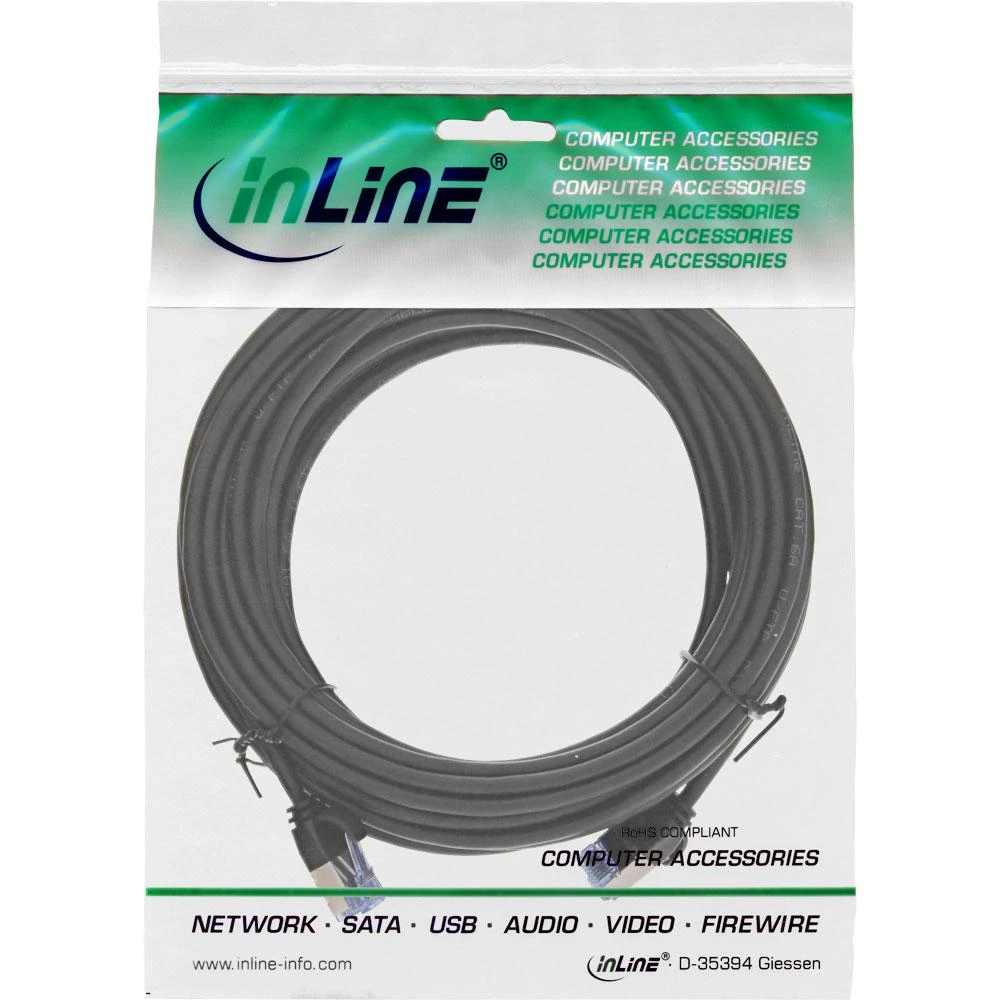InLine 71900S 10m Cat6a U / FTP (STP) Juodas tinklo kabelis (71900S)