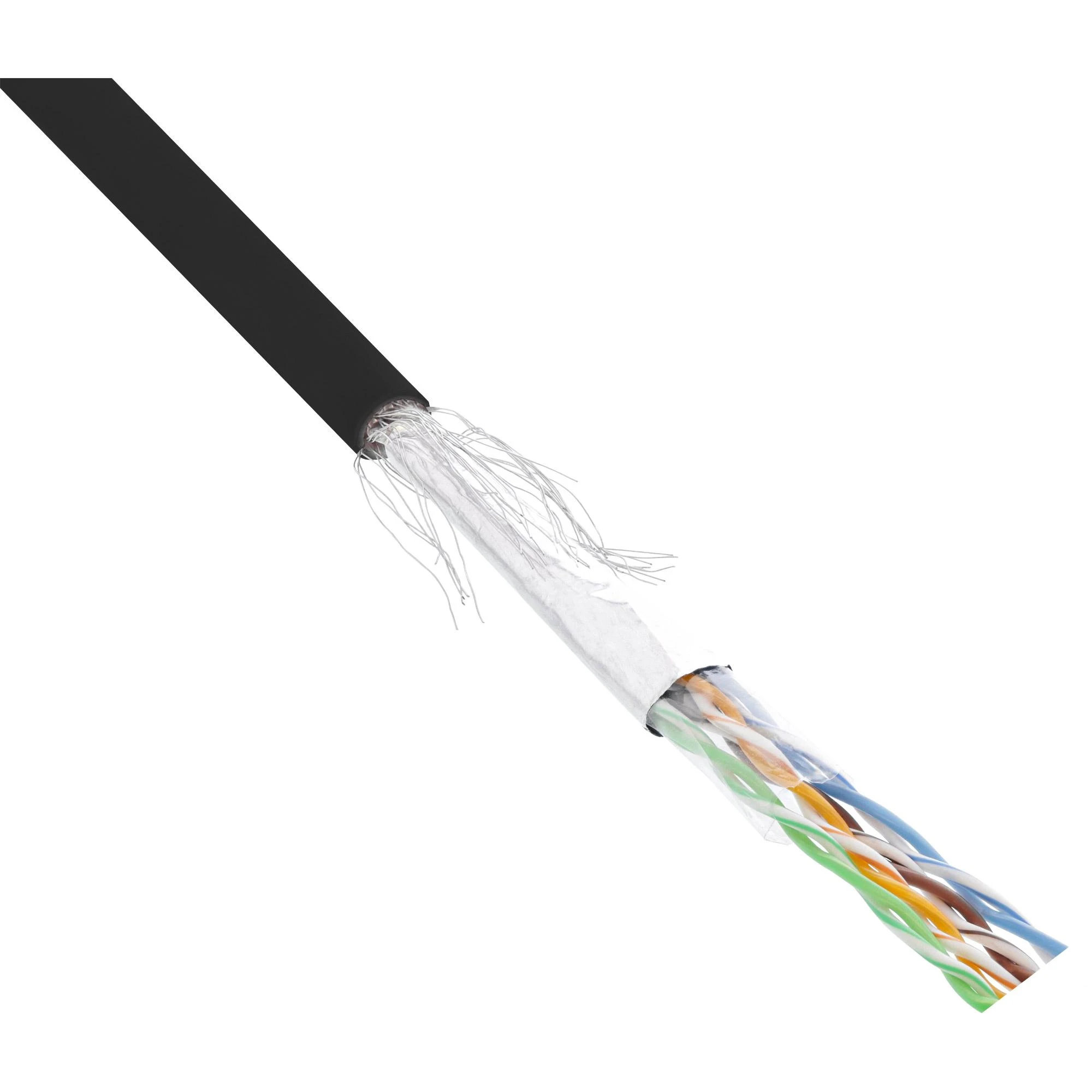 InLine tinklo pataisos laidas SF/UTP, Cat.5e, AWG26, CCA, PVC, juoda, 100m (72099S)