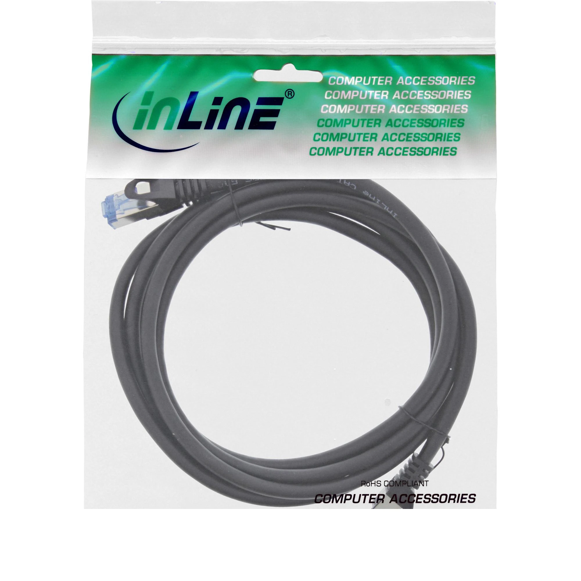Inline Įlaidinis patch kabelis Cat.6A, S/FTP, PE lauko sąlygoms, juodas, 3m (72803S)