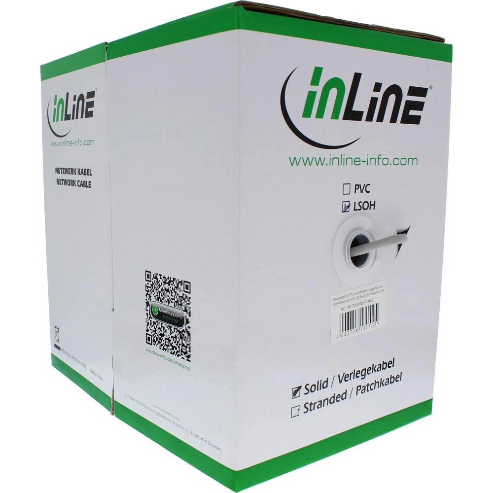 InLine tvirtas montavimo kabelis SF/UTP Cat.5e AWG24 CU be halogenų 50m