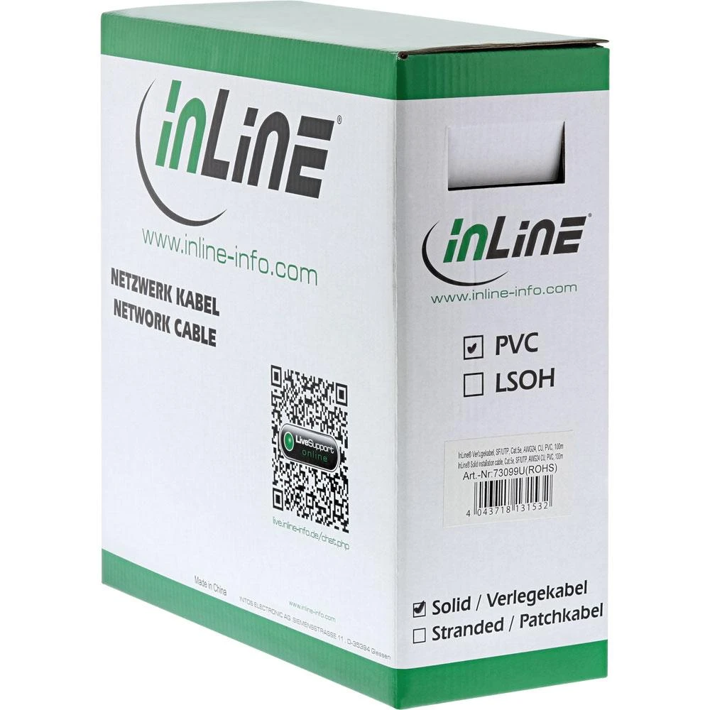 InLine tvirtas montavimo kabelis SF/UTP Cat.5e AWG24 CU PVC 50m
