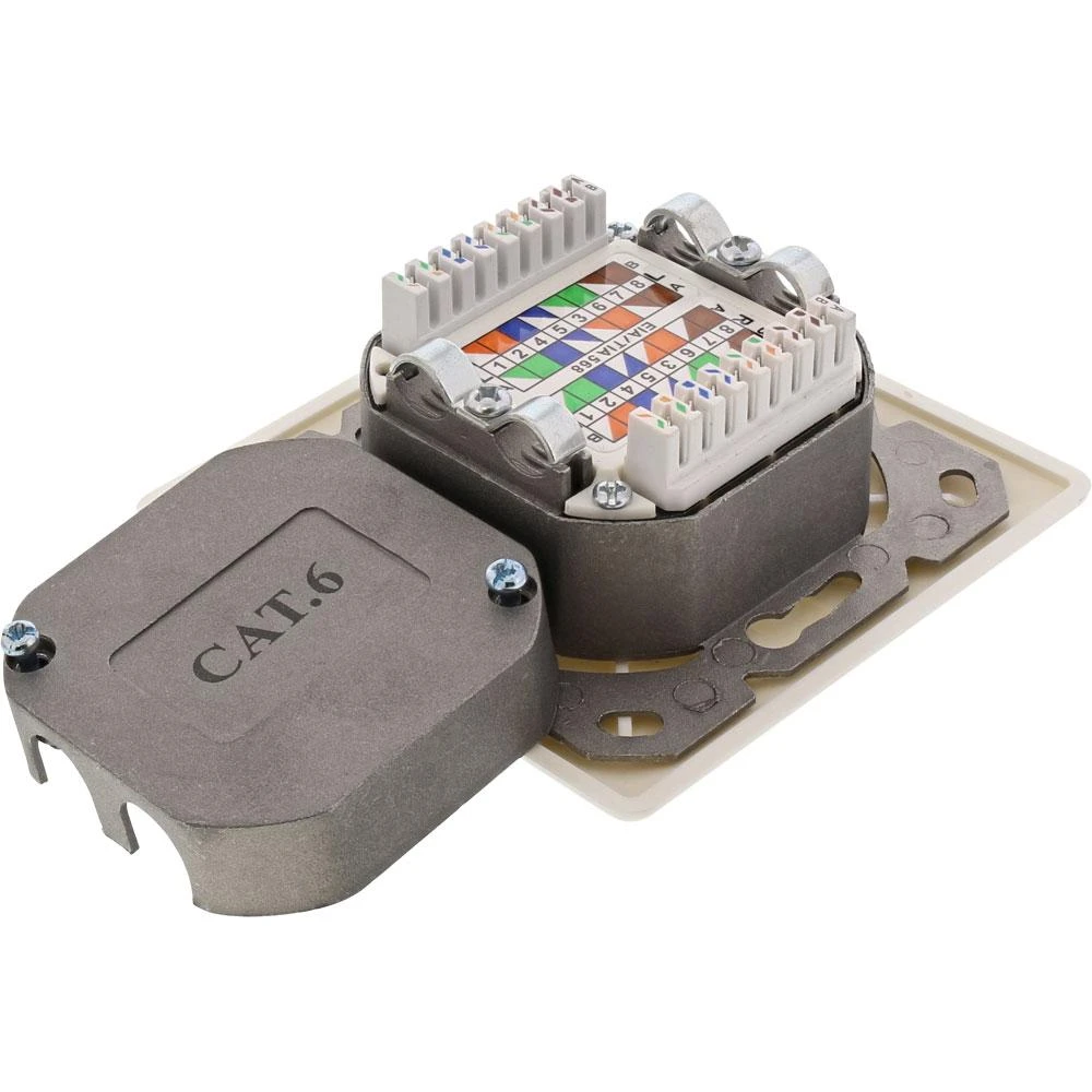 InLine Cat. 6 paviršiuje montuojama pajungimo dėžutė 2x RJ45 lizdas, horizontalus - baltas