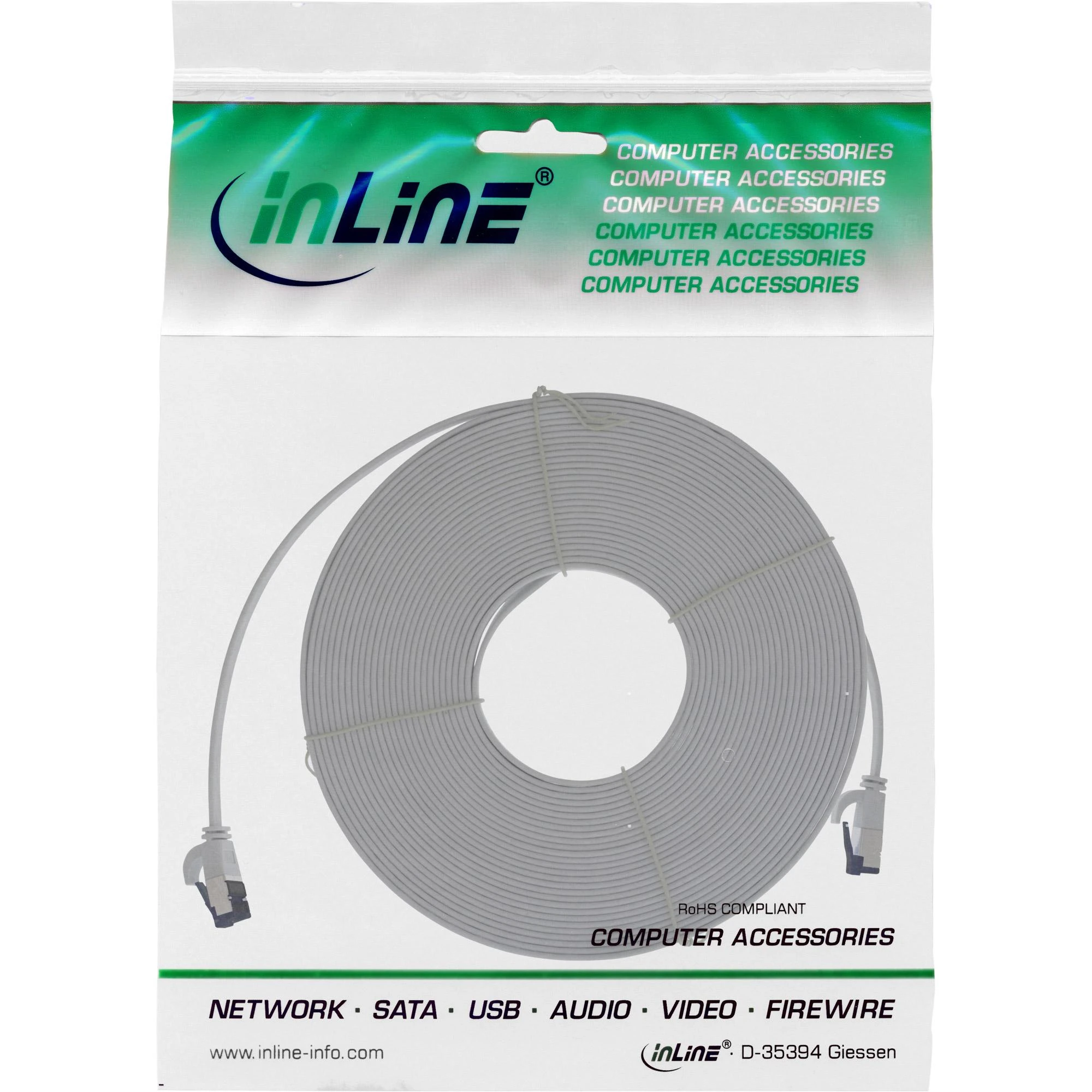 InLine Patchcord płaski, Cat.8.1, U/FTP, TPE, pilka, 5m (75805)