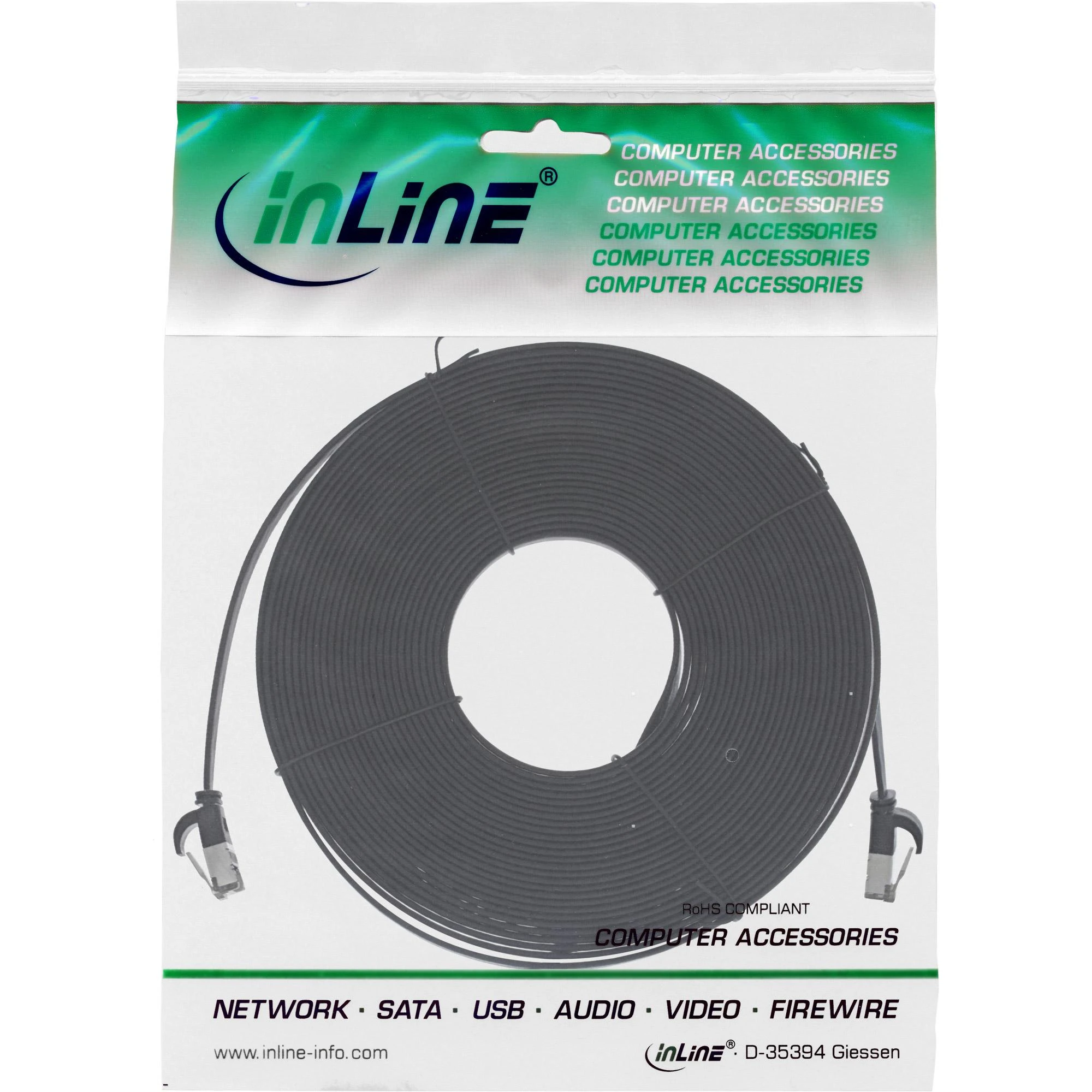 InLine Patchcord płaski, Cat.8.1, U/FTP, TPE, juoda, 5m (75805S)