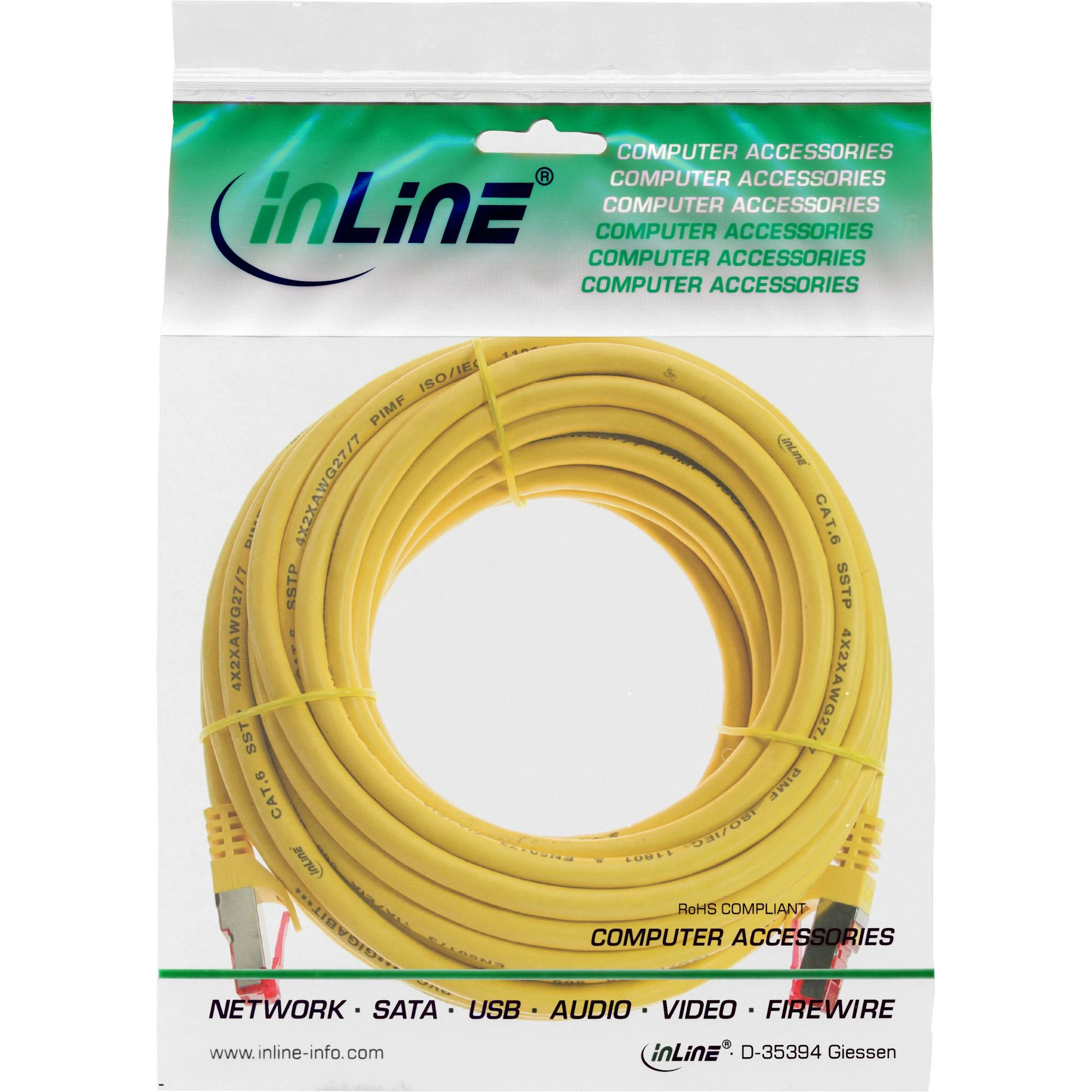 InLine Patchcord S/FTP, PiMF, Cat.6, PVC, geltona 7.5m (76407Y)