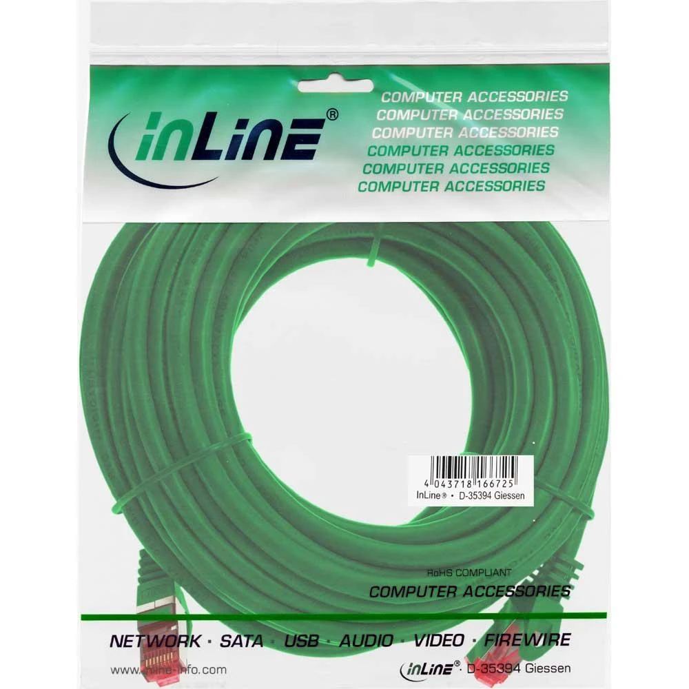 InLine Patchcord S/FTP, PiMF, Cat.6, 250MHz, PVC, CCA, žalia 7,5 m (76107G)