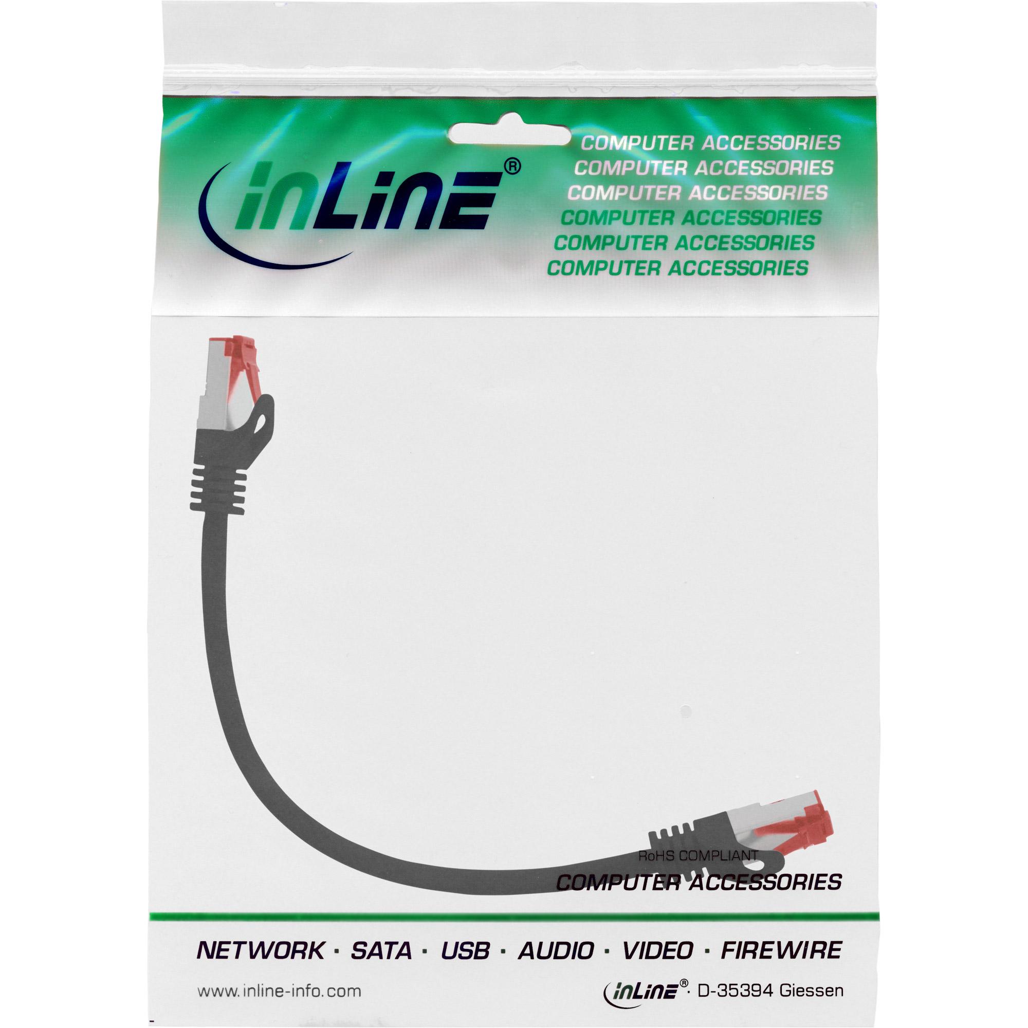 InLine Patchcord S/FTP, PiMF, Cat.6, 250MHz, PVC, CCA, juoda 0,3m (76133S)
