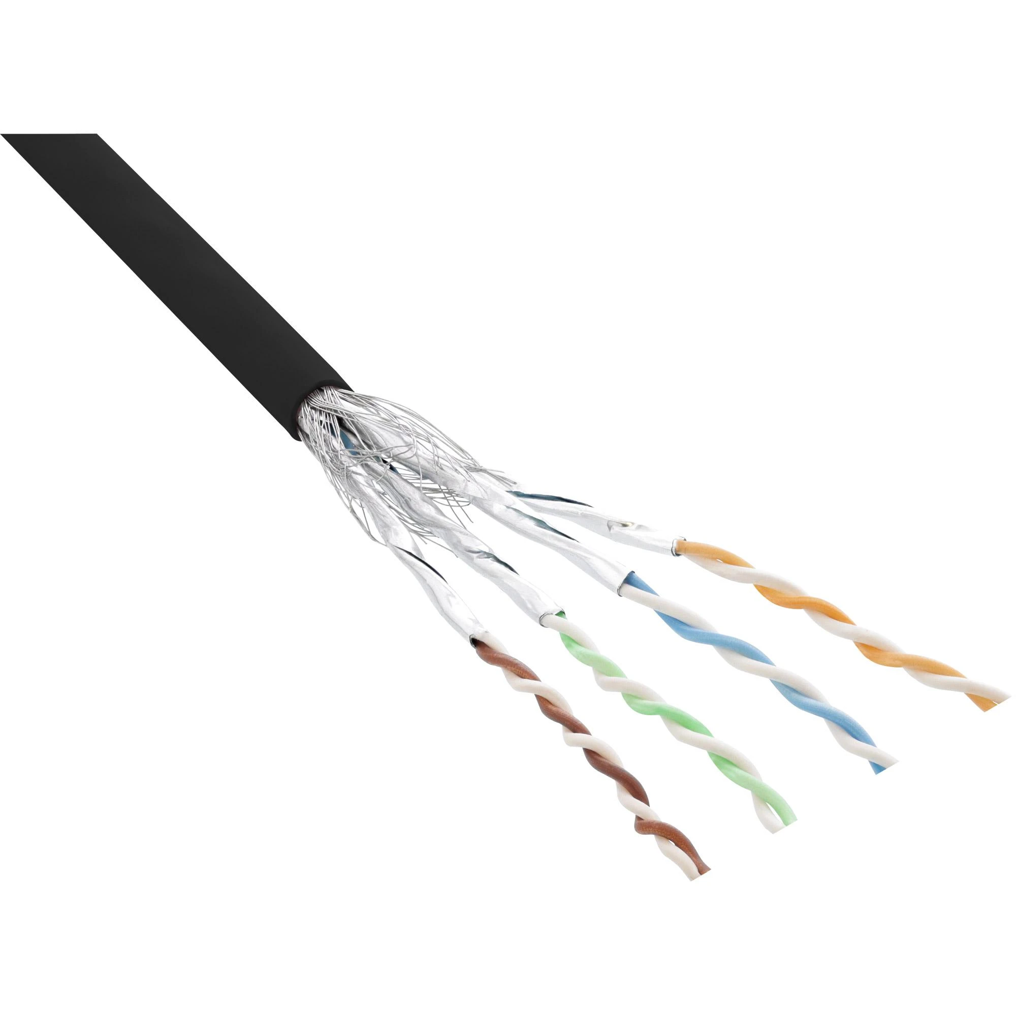 InLine tinklo pataisos laidas S/FTP, PiMF, Cat.6, juoda, AWG27, PVC, CU, 100m (76499S)