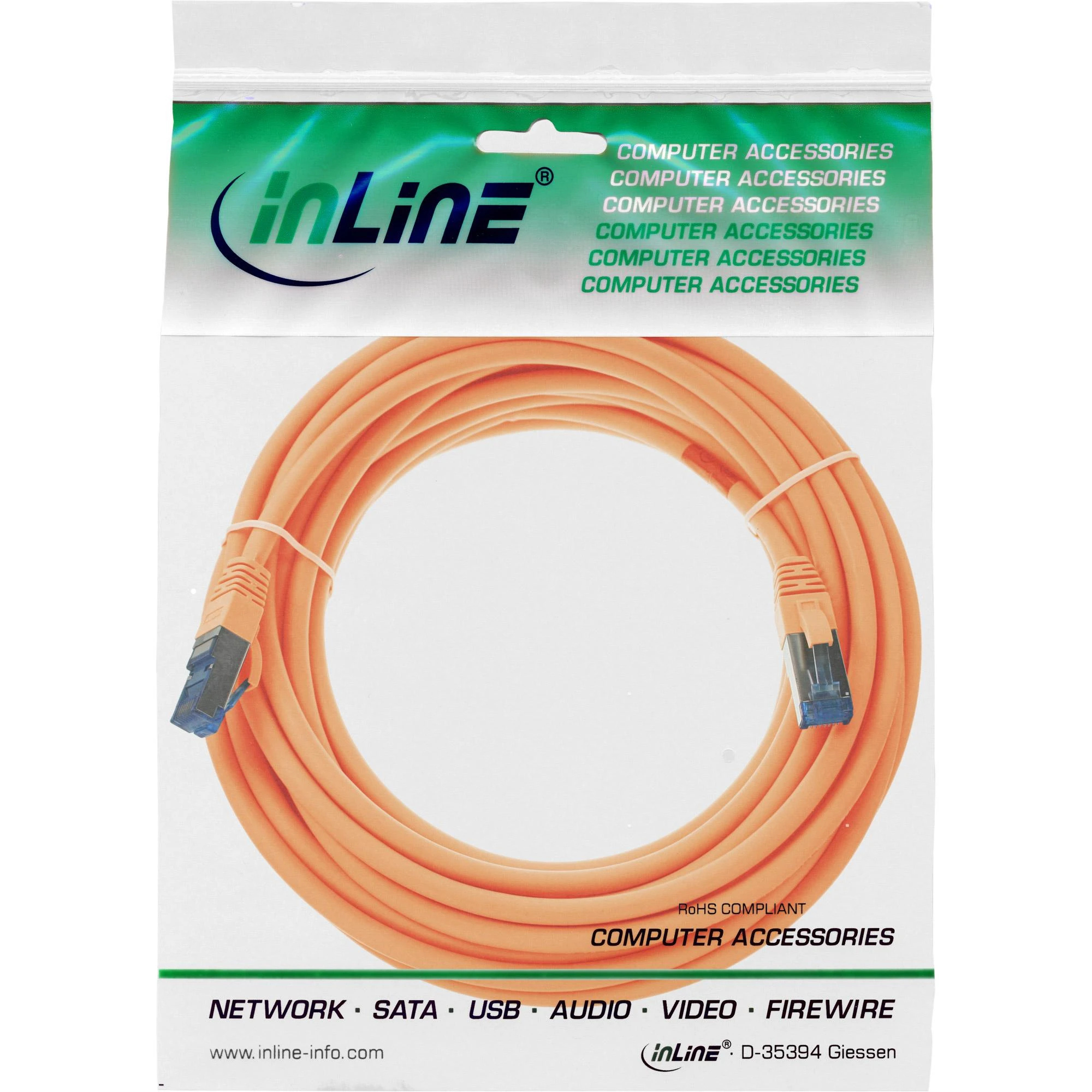 InLine 76800O 10m Cat6a S / FTP (S-STP) Oranžinis tinklo kabelis (76800O)