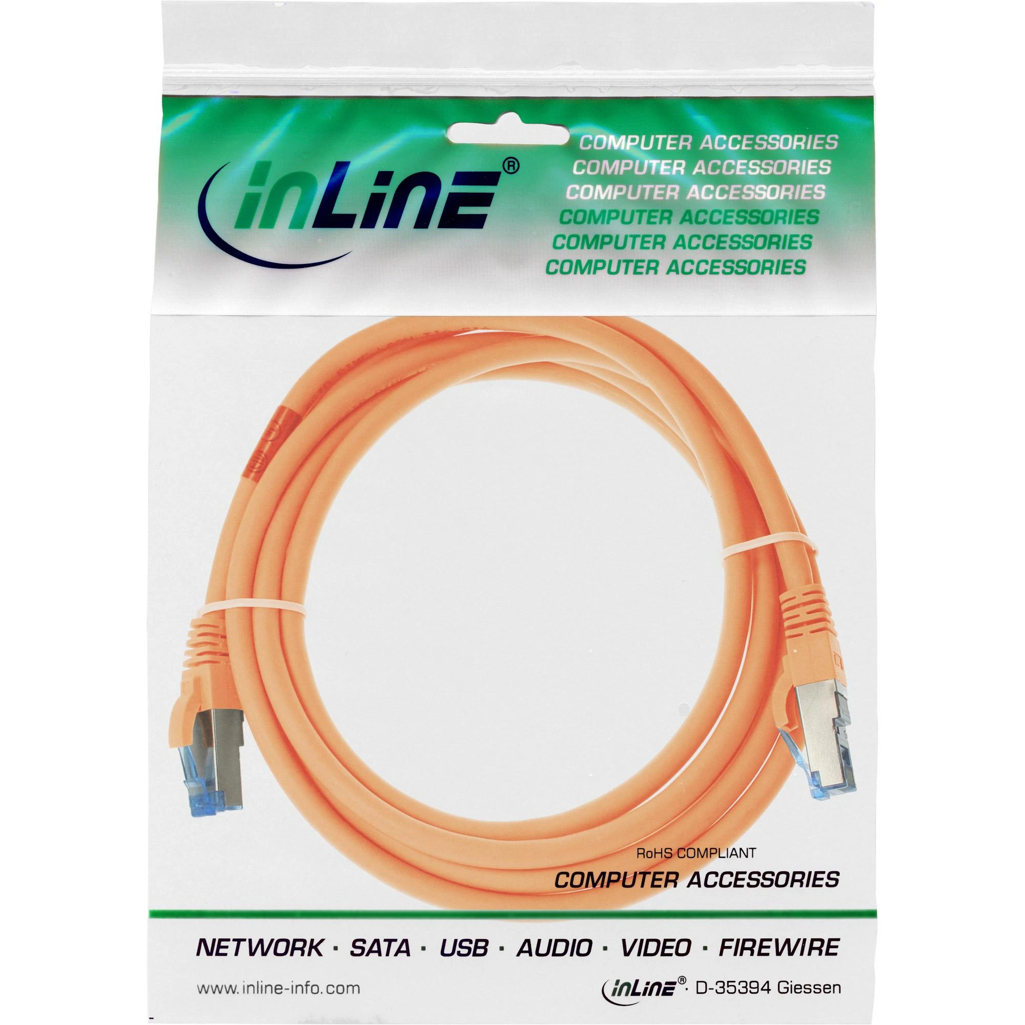 InLine 3m Cat6a S / FTP (S-STP) Oranžinis tinklo kabelis (76803O)
