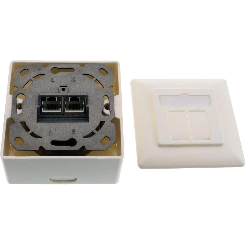 InLine Lizdas Cat.6A Ścienne, 2x RJ45, kabelis (76842S)