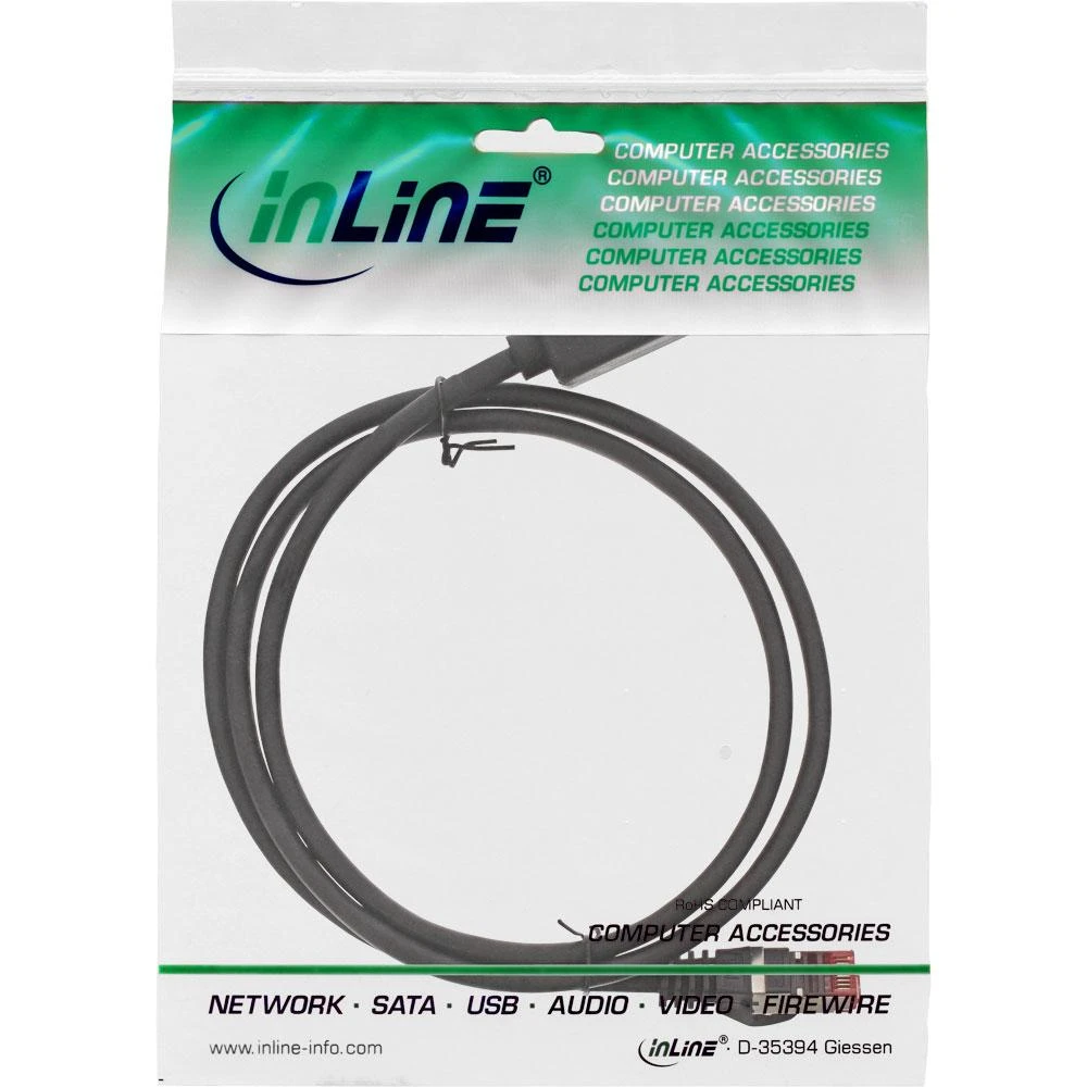 InLine ilgintuvas Cat.6, S/FTP, PiMf, 250MHz, juoda, 3m (76903X)