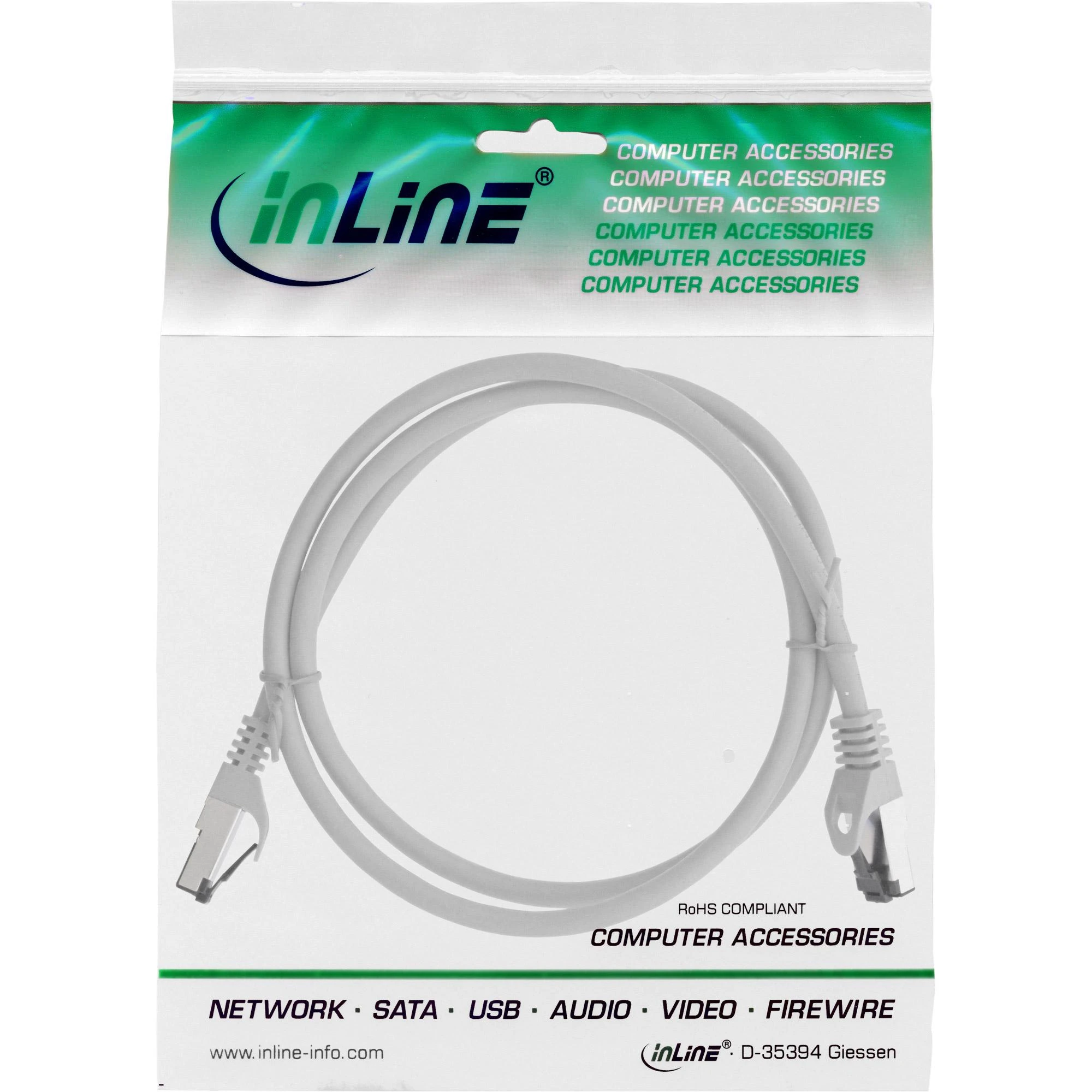 InLine® Komutacinis kabelis S/FTP PiMF Cat.8.1 halogen free 2000MHz pilkas 1,5m