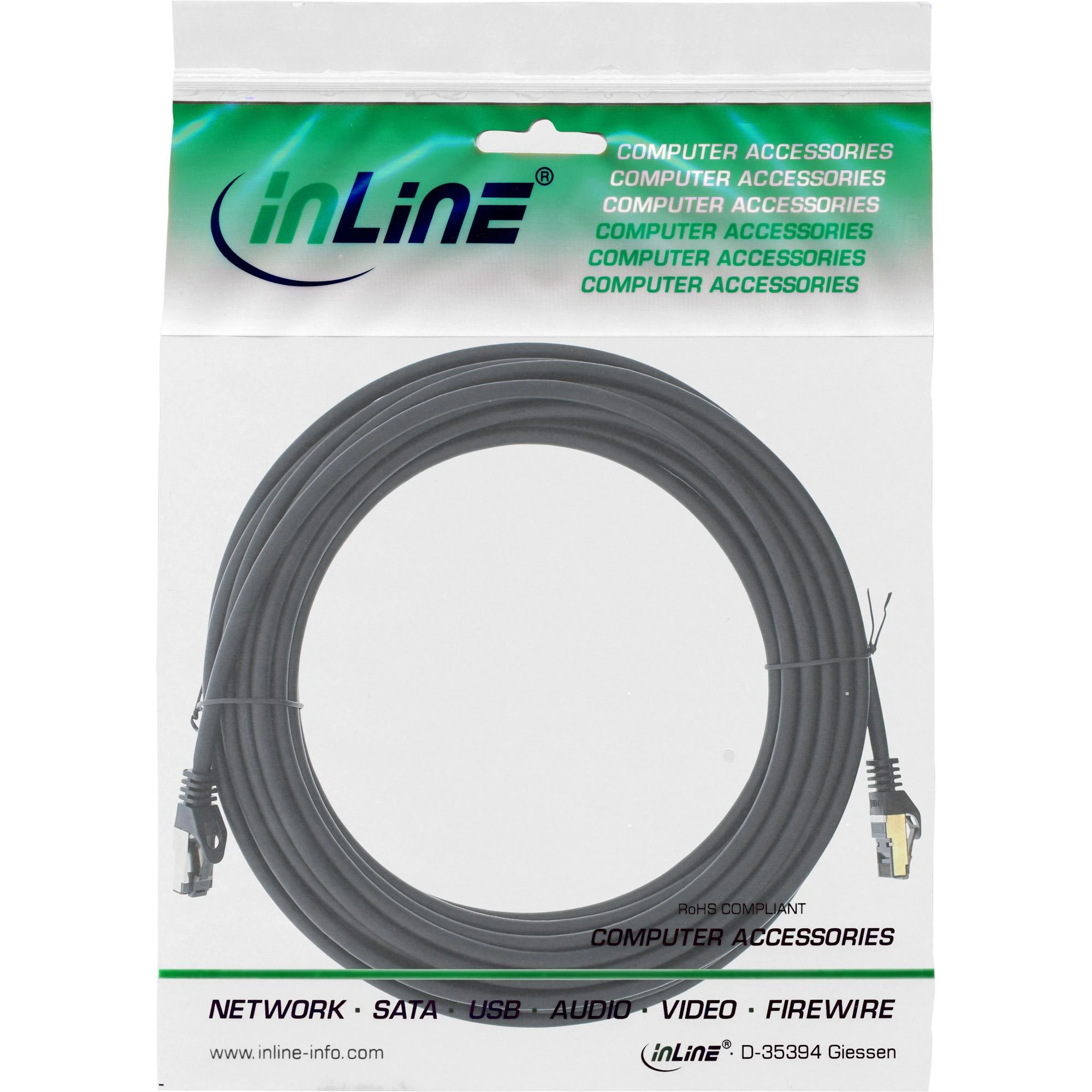 InLine INLINE Patchkabel Cat.8.1 S/FTP PiMf 2000MHz halogenfrei Kupfer juodas 15m