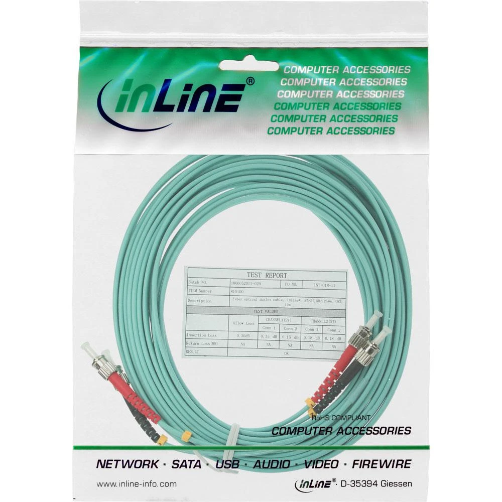 Inline Linijinis šviesolaidinis laidas ST/ST, 50/125 µm, OM3 10 m (81510O)