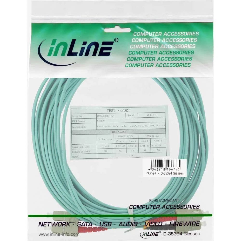 InLine Fiber Optic Patchcord SC/SC, 50/125 µm, OM3 10m (83510O)