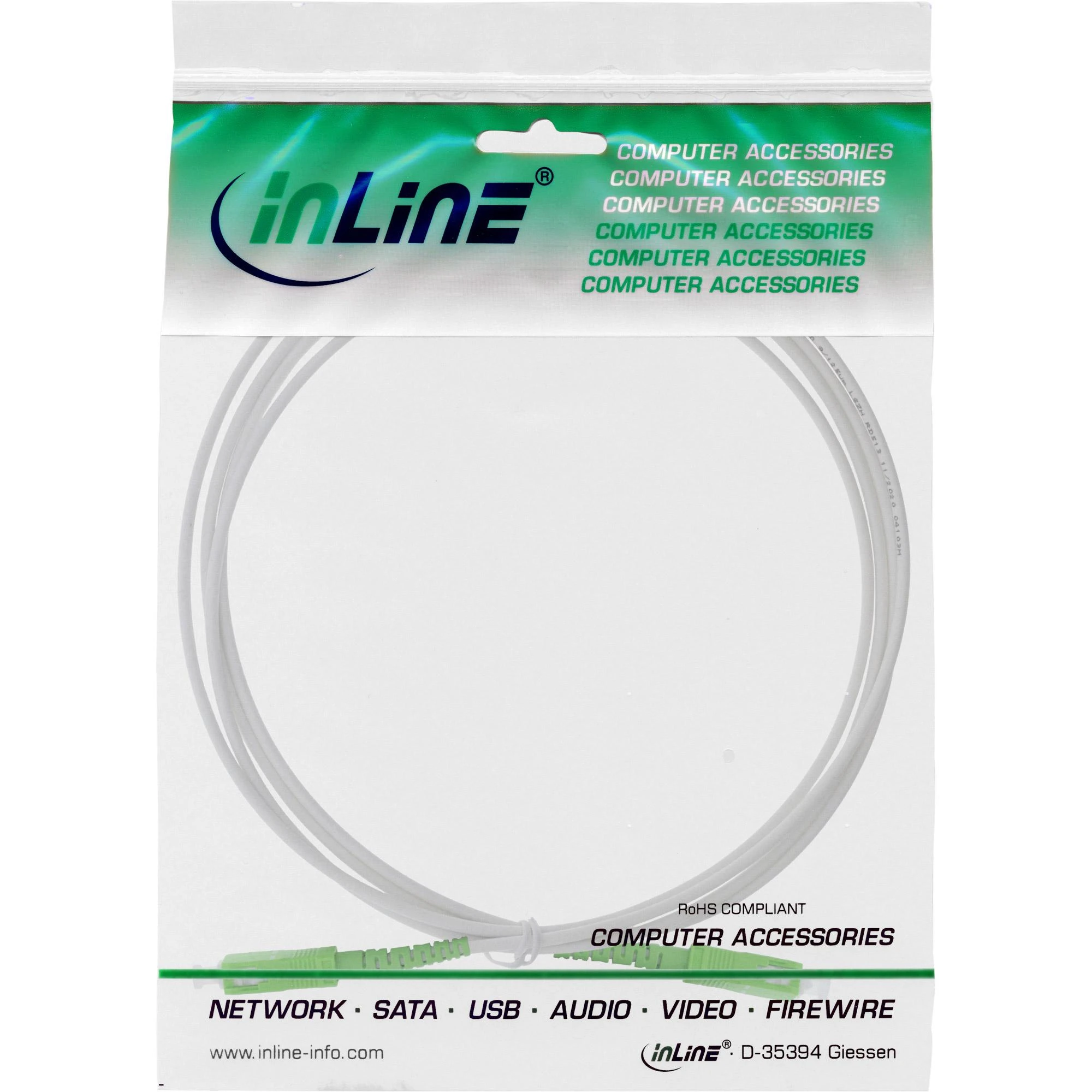 InLine® šviesolaidinis paprastasis kabelis, FTTH, SC/APC nuo 8° iki SC/APC 8°, 9/125 µm, OS2, 3 m