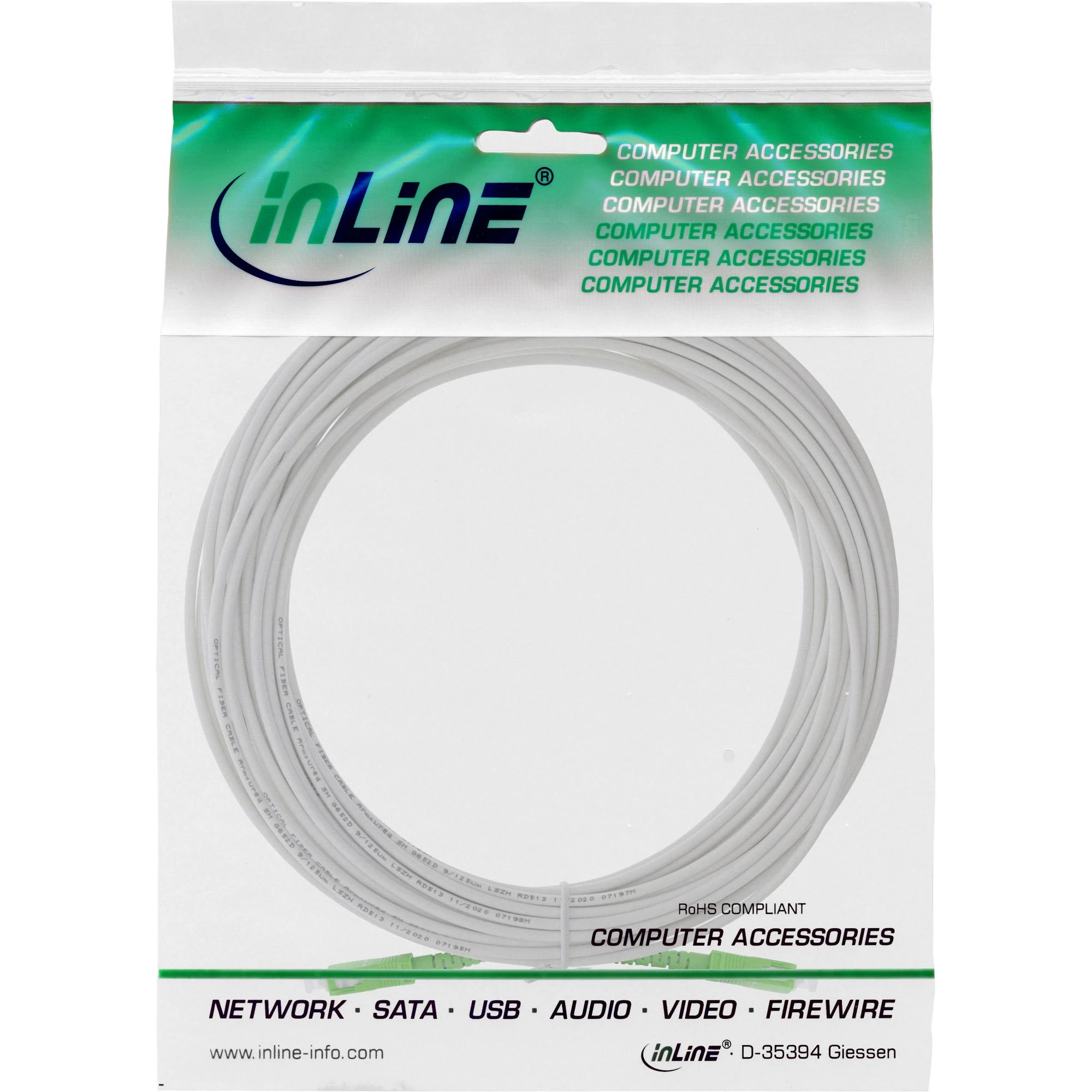 InLine® šviesolaidinis paprastasis kabelis, FTTH, SC/APC nuo 8° iki SC/APC 8°, 9/125 µm, OS2, 30 m