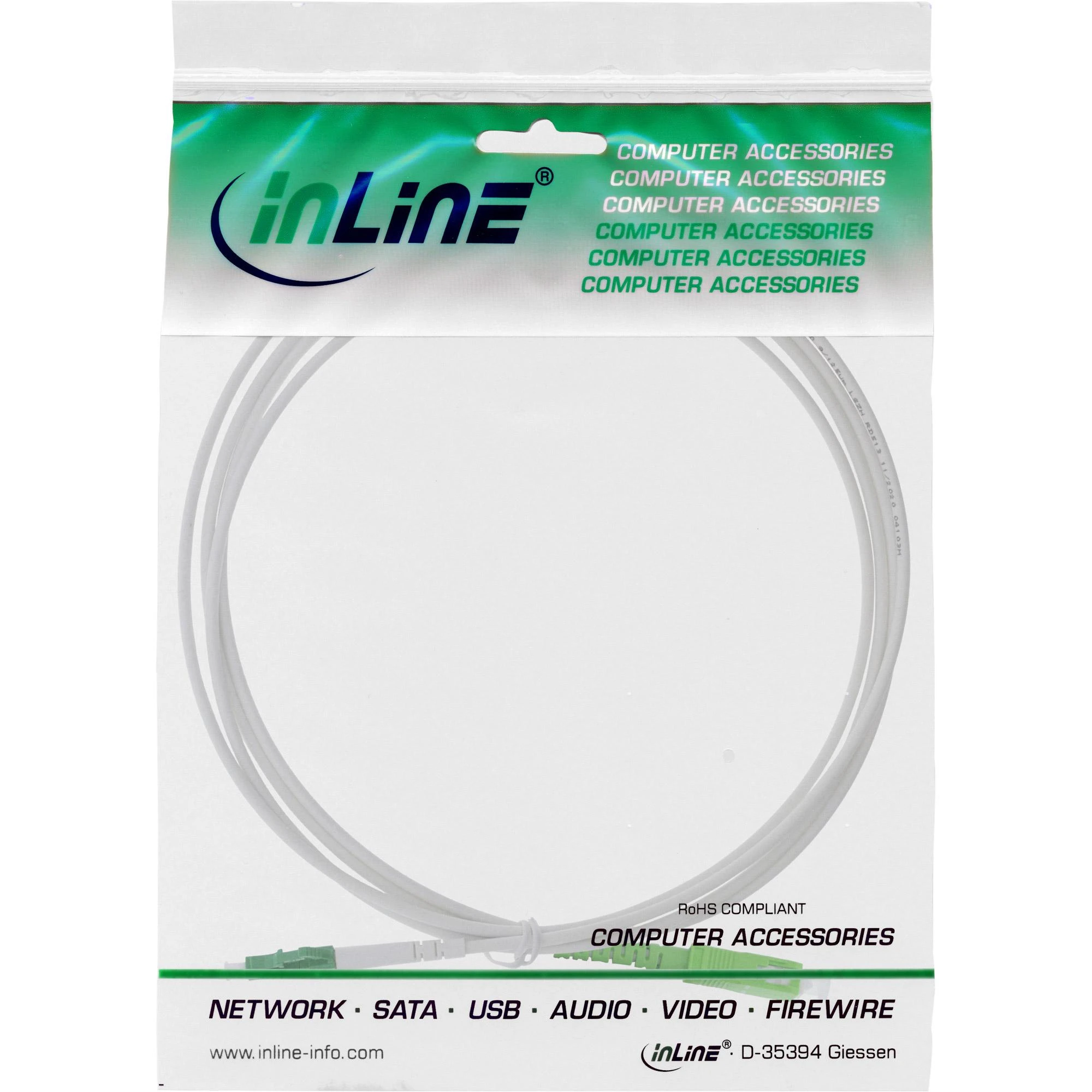 InLine® šviesolaidinis paprastasis kabelis, FTTH, LC/APC nuo 8° iki SC/APC 8°, 9/125 µm, OS2, 1 m