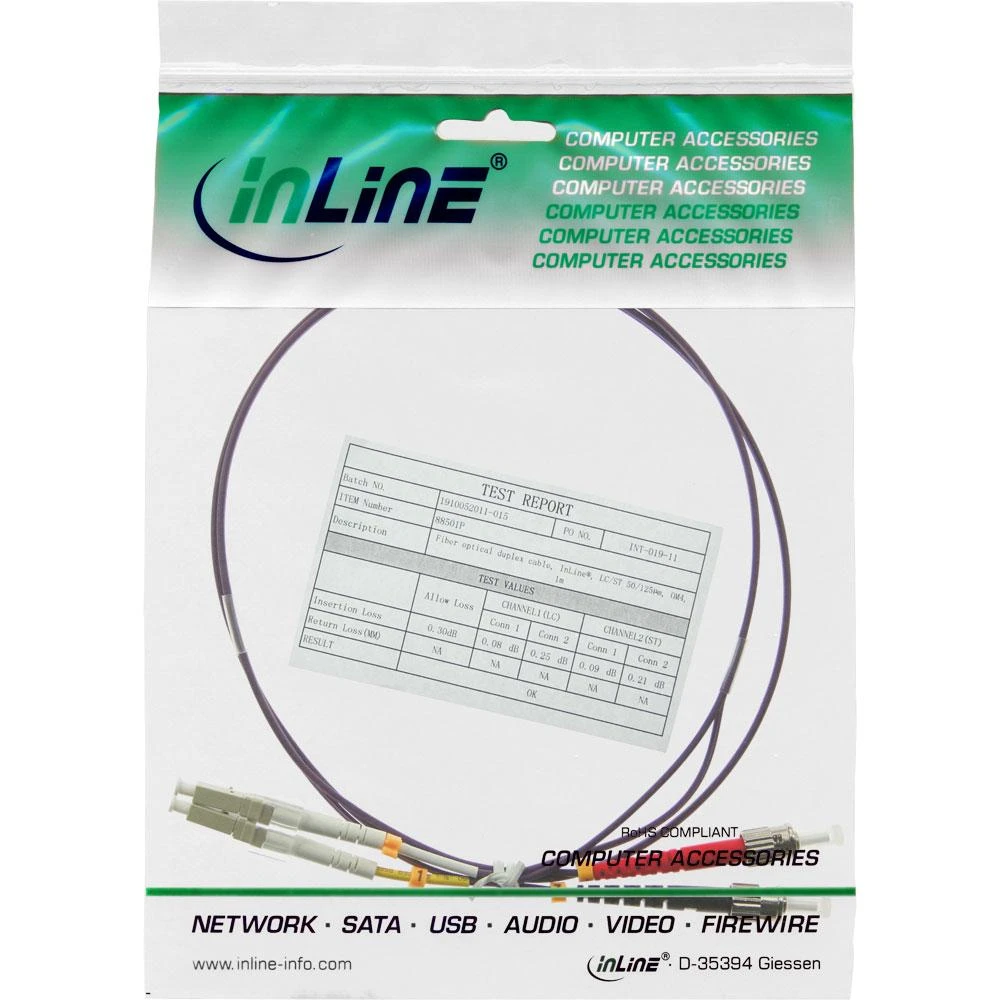 Inline Linijinis šviesolaidinis laidas LC/ST 50/125 µm OM4 3m (88503P)
