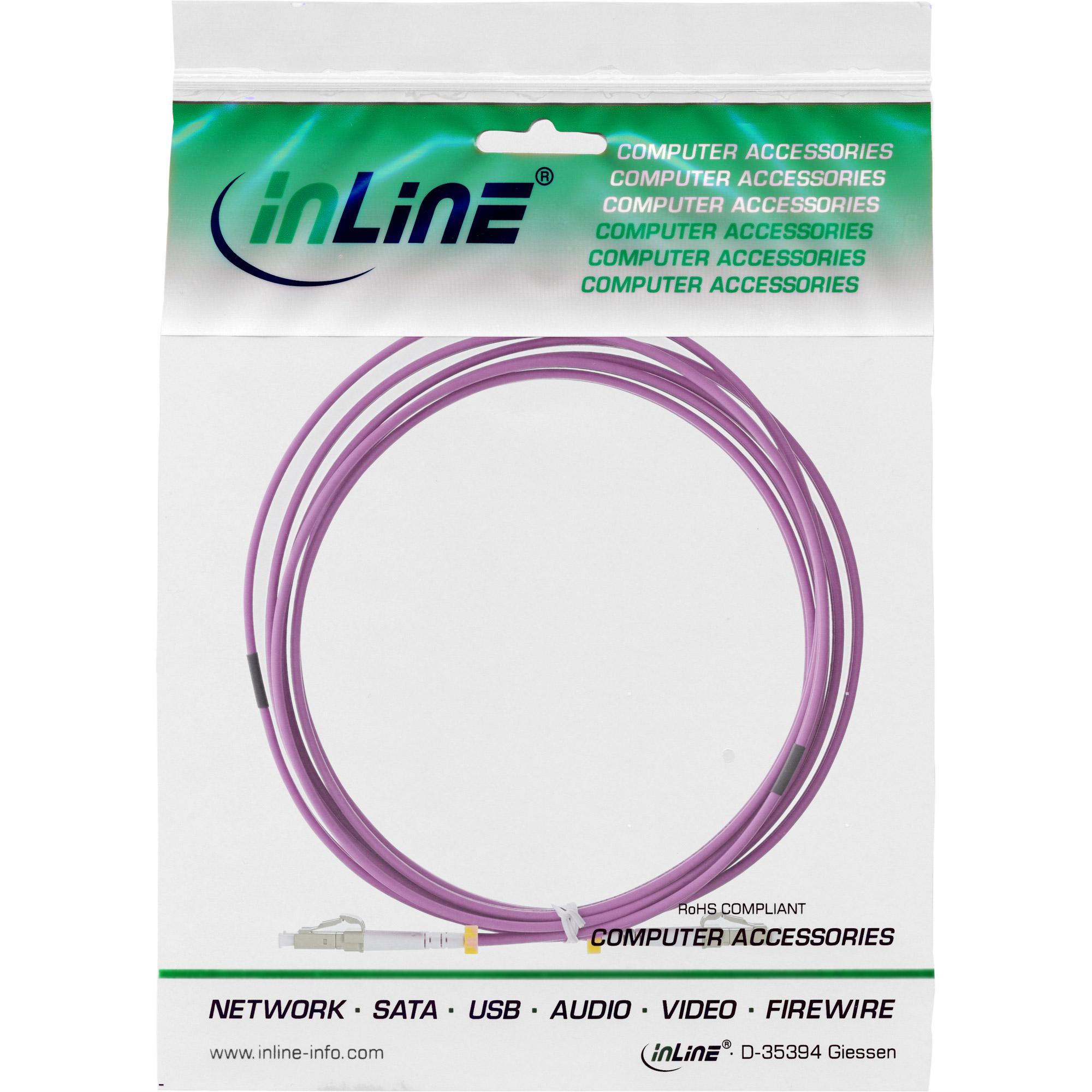 InLine – Patch – Kabelis – SC kelių režimų (M) iki SC kelių režimų (M) – 50,0 m – stiklo pluoštas – 50/125 mikrometras – OM4 – be halogenų – violetinė (88526P)