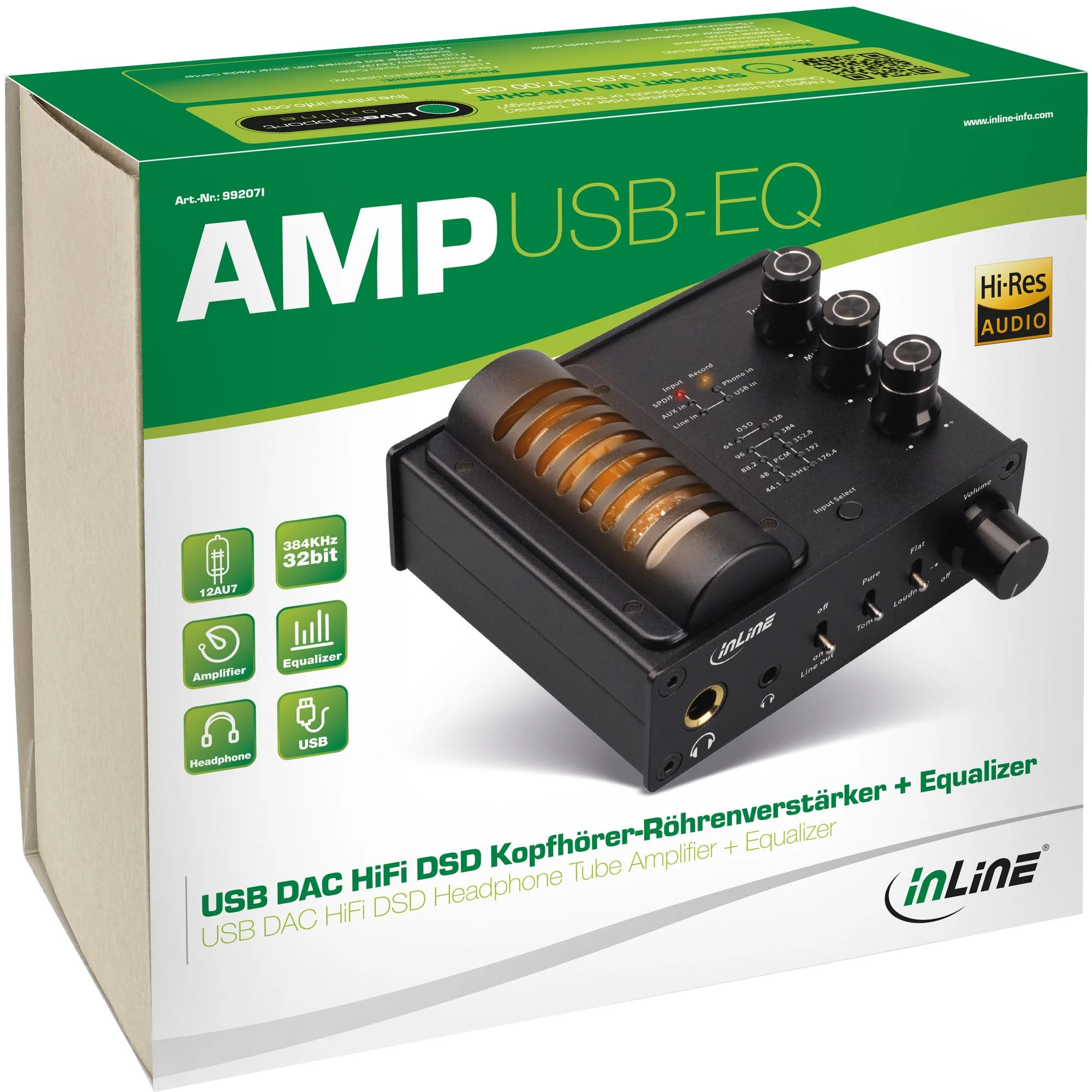 Stiprintuvas ausines InLine Tube AmpUSB-EQ DAC