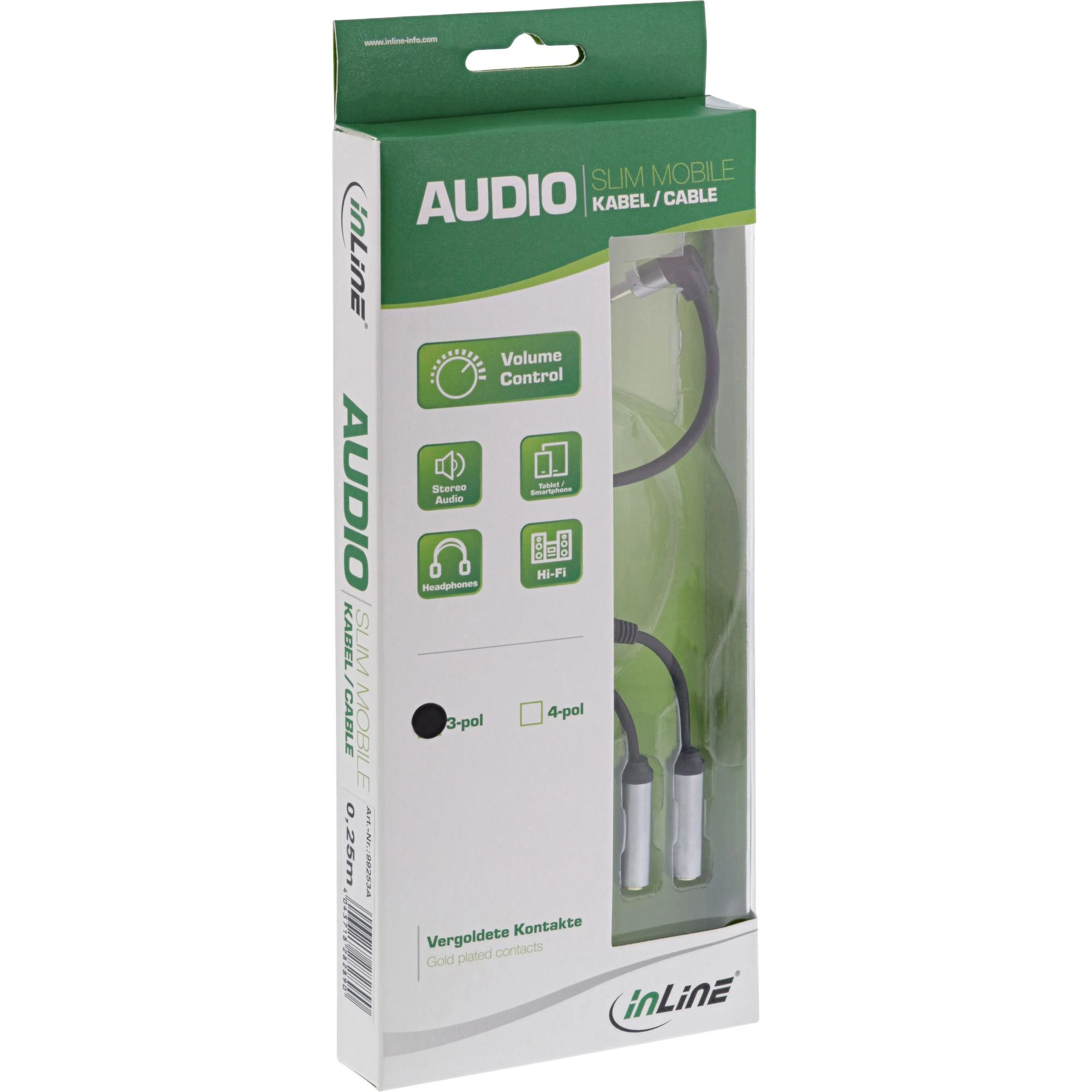 InLine 3.5mm Y-audio kabelis pakuotėje