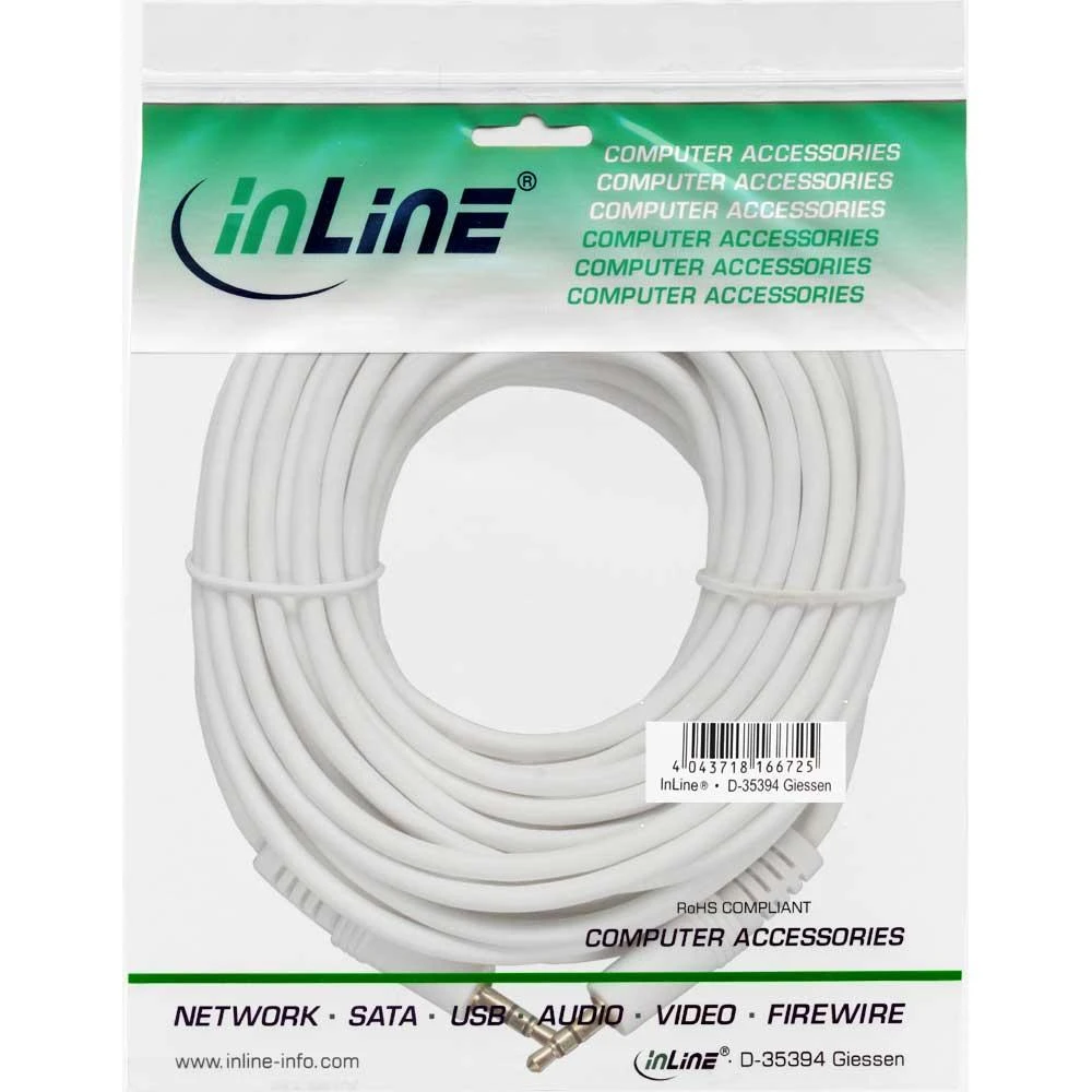 Baltas 10m 3.5mm garso kabelis pakuotėje