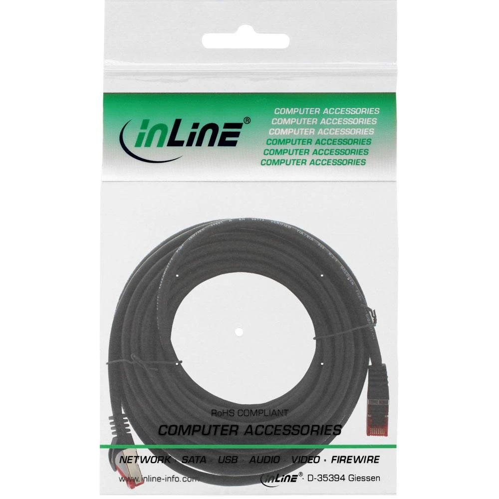 InLine Patchcord S/FTP, PiMF, Cat.6, 250MHz, be halogenų, juoda 10m (76900S)