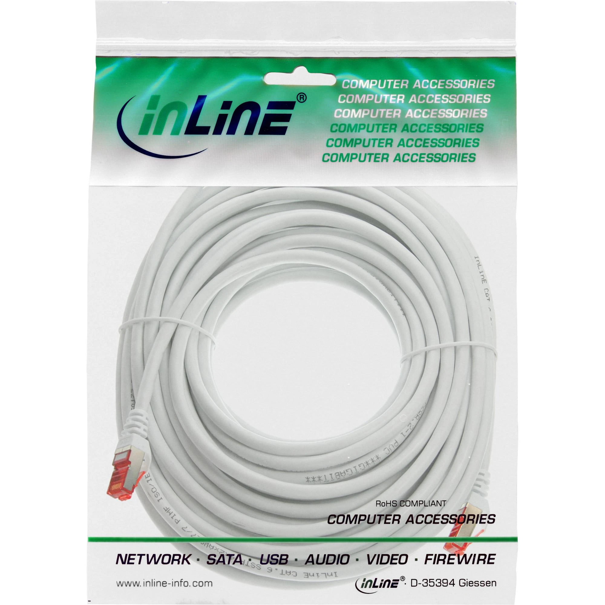 InLine Patchcord S/FTP, PiMF, Cat.6, 250MHz, be halogenų, balta 5m (76905W)