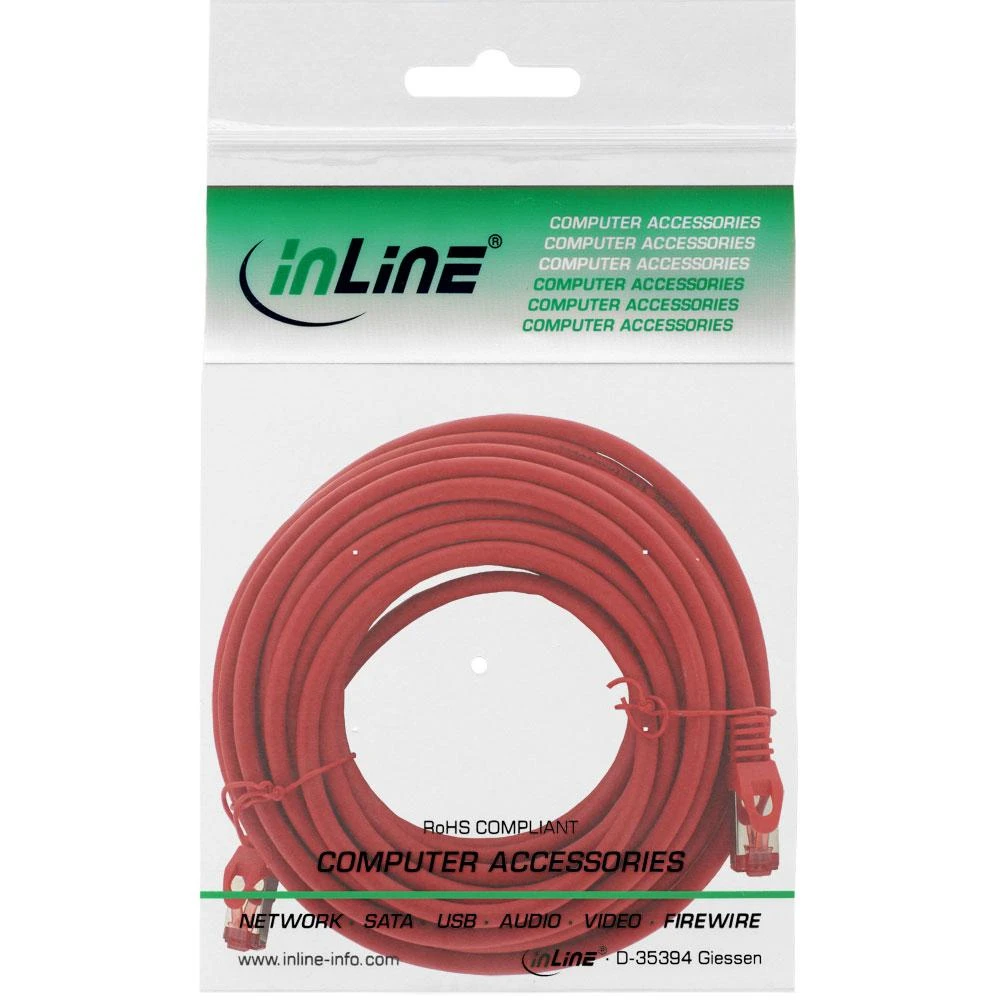 Inline Intos Patchcord S/FTP, PiMF, Cat.6, 250MHz, be halogenų, raudona 7,5 m (76907R)