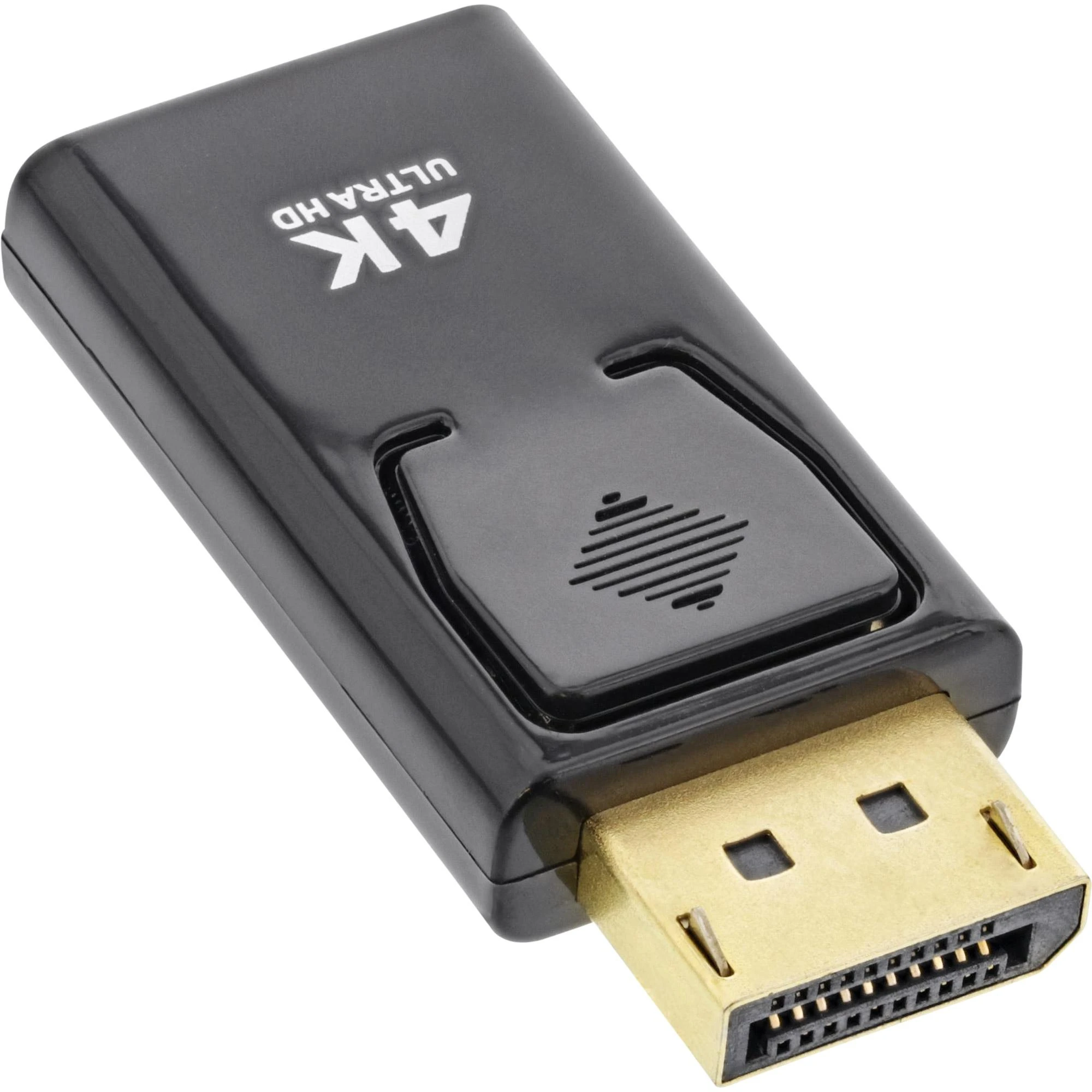 Juodas InLine 4K AV adapteris su auksine jungtimi