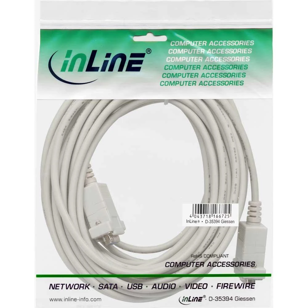 InLine DB-9 - DB-9, 10m, Pilka (12226C)