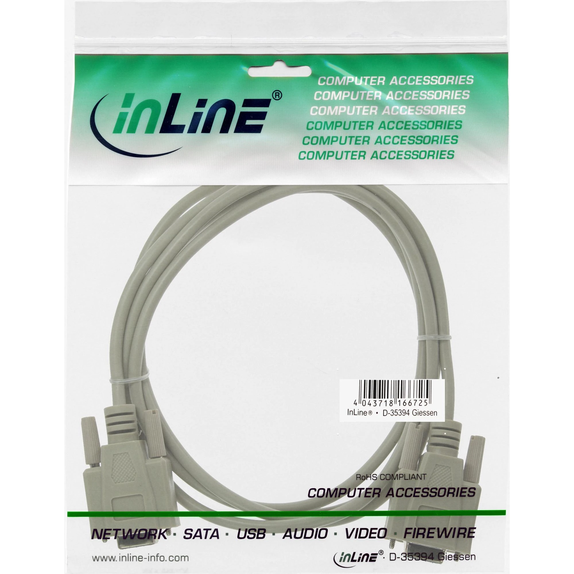 Inline Good Connections Geros jungtys Nulinio modemo kabelis 2 m serijos 9 kontaktų Bu/Bu baltas