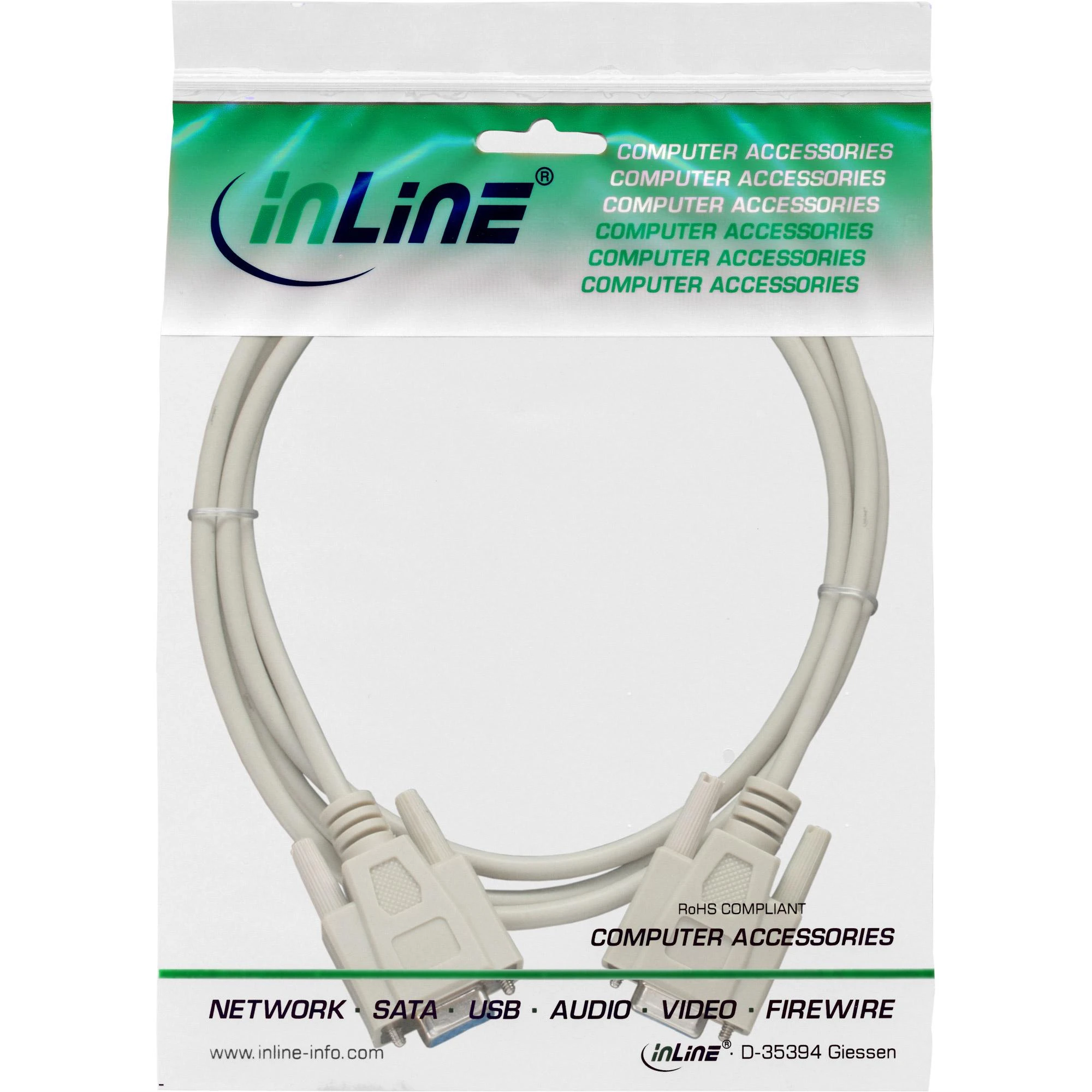 InLine DB-9 - DB-9, 1m, Pilka (12223)