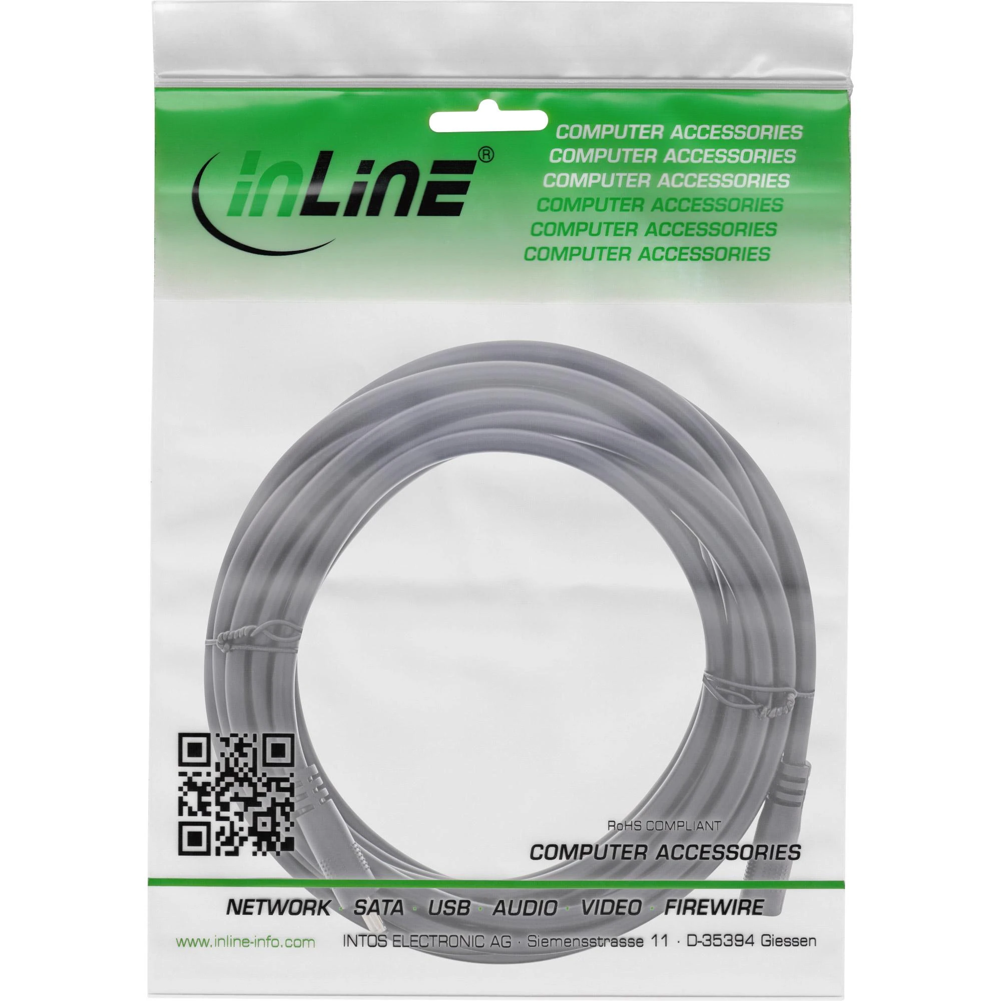 Maitinimo kabelis InLine ® Nuolatinės srovės lizdas, nuolatinės srovės kištukas, lizdas 3.5x1.35mm, AWG 18, juoda, 5m