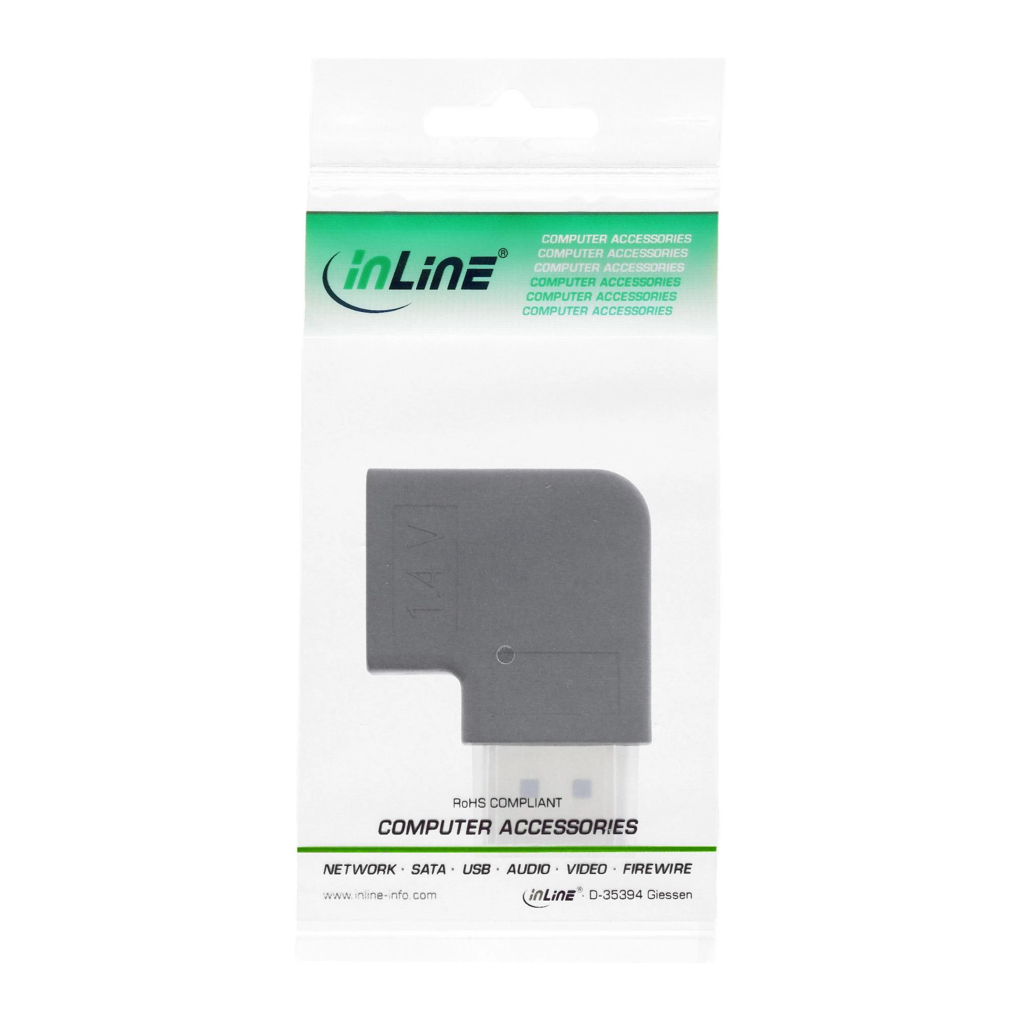„Adapteris AV InLine ® DisplayPort“ adapteris, „DisplayPort“ kištukas/lizdas, kampuotas stačiu kampu