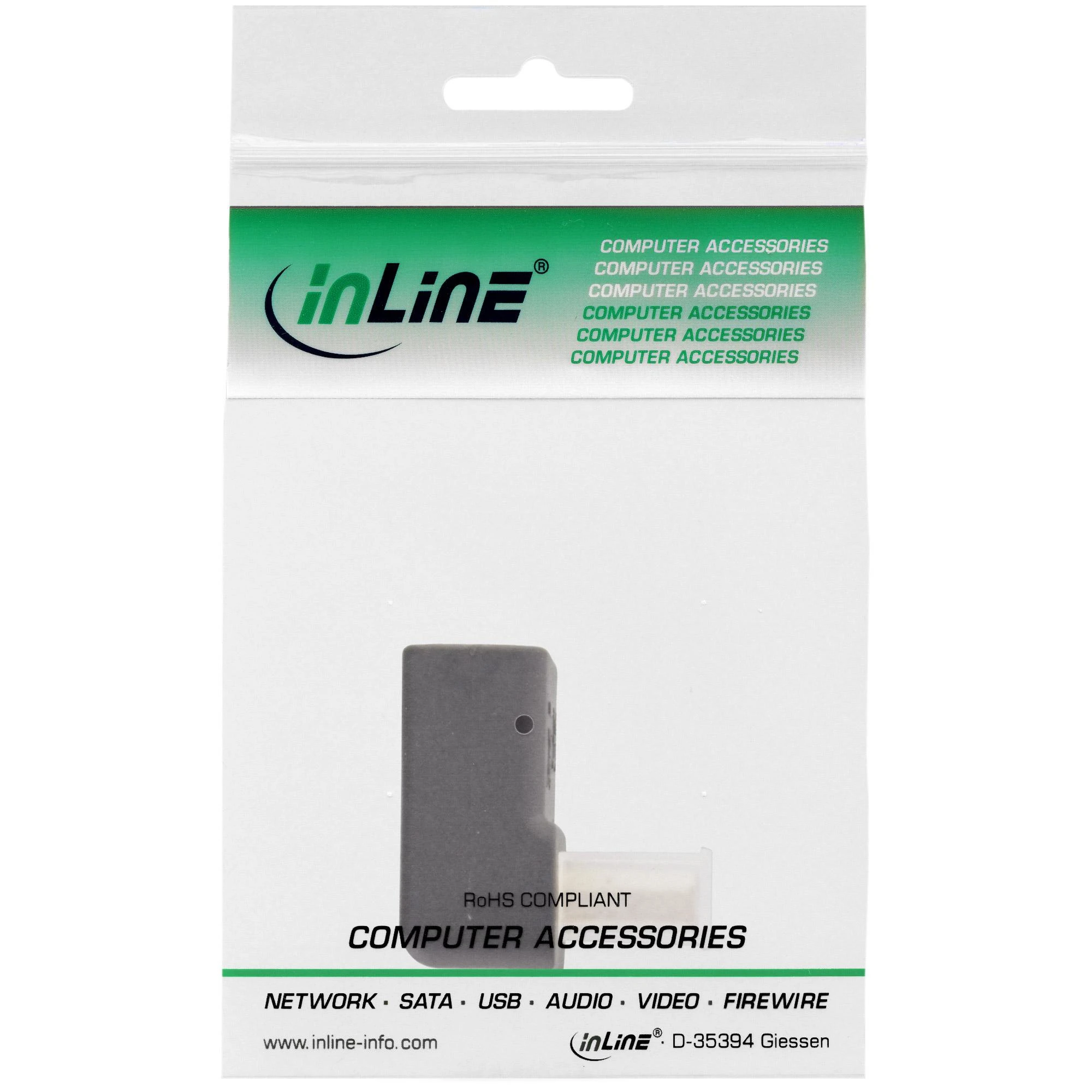 Adapteris AV InLine® DisplayPort adapteris, DisplayPort kištukas/moteris, nukreiptas žemyn