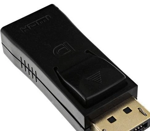 Juodas DisplayPort į HDMI adapteris su fiksatoriumi