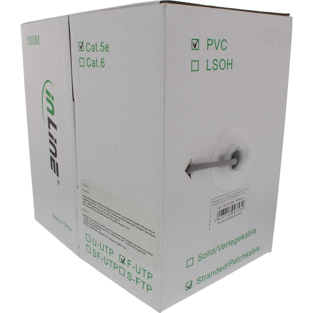 InLine Patchcabel F/UTP, Cat.5e, AWG26, CCA, PVC, 100 m (72198)