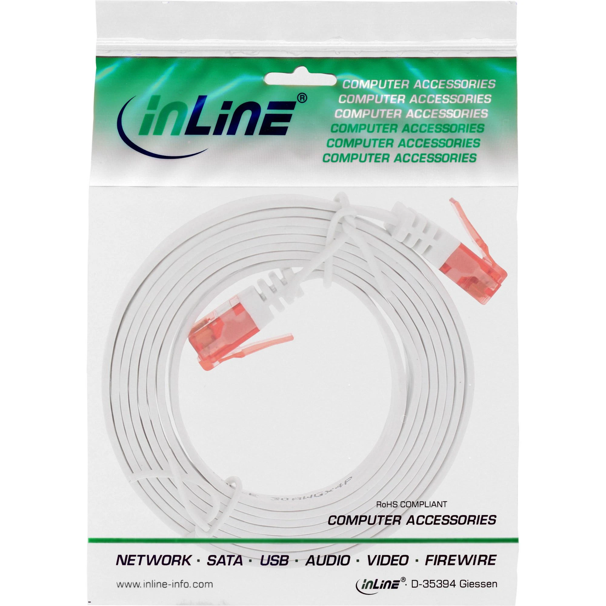 InLine 5m – U/UTP tinklo kabelis – 1000 Mbit – Cat.6 – RJ45 – balta (71605W)