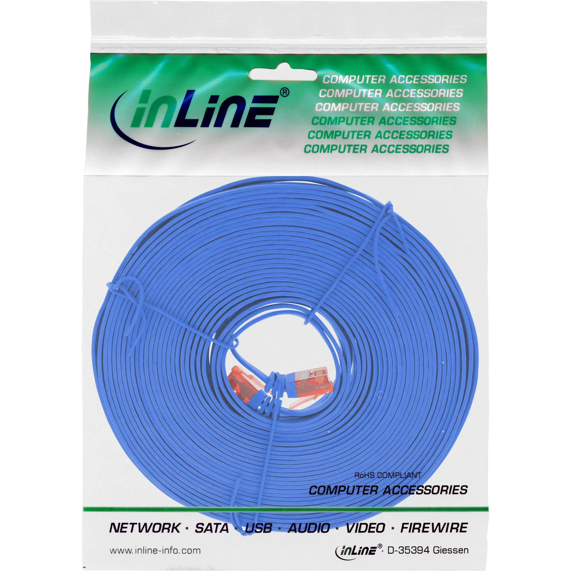 InLine Ultraslim Patchcable U/UTP, Cat.6, mėlyna, 7m (71607B)
