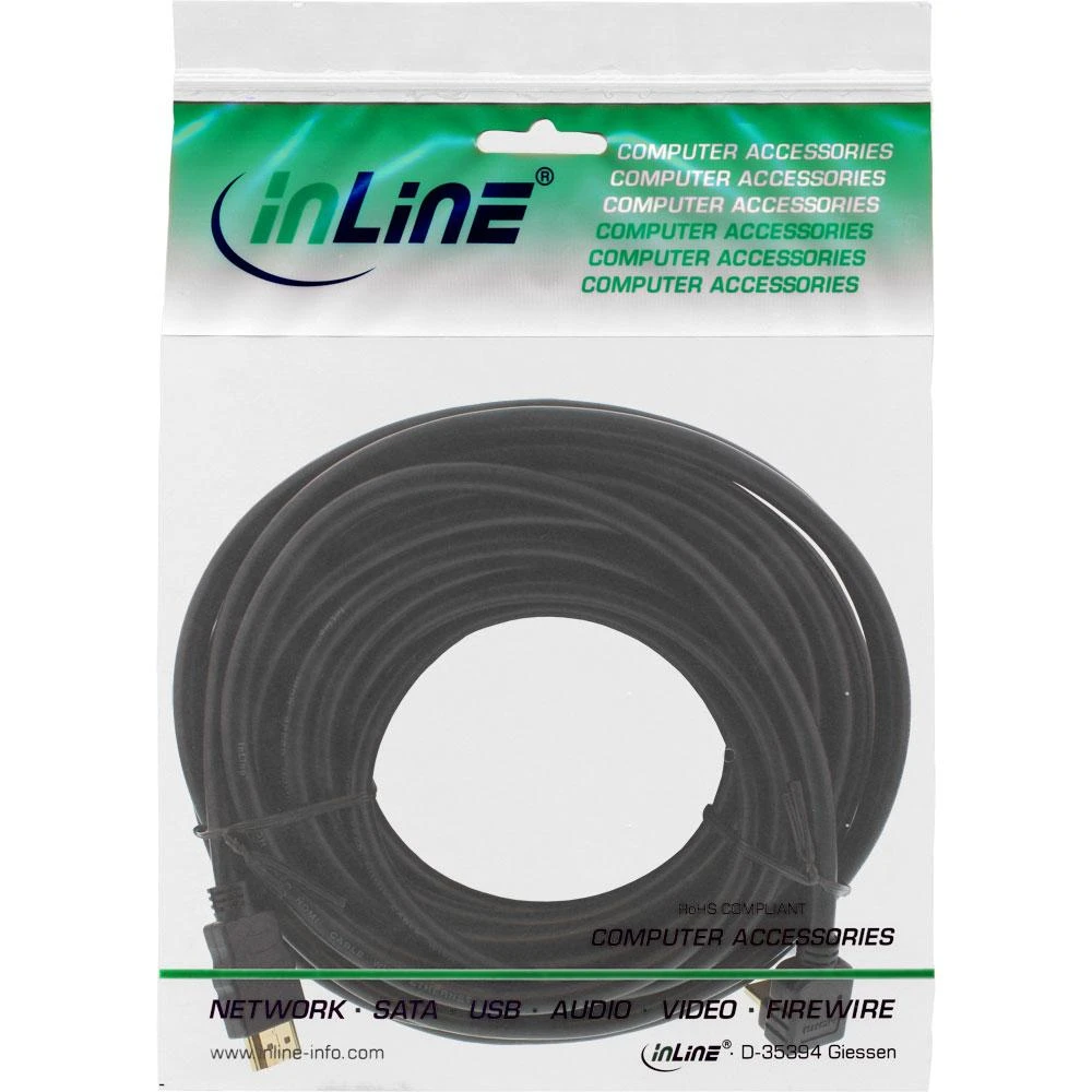 Juodas HDMI kabelis InLine 15m pakuotėje