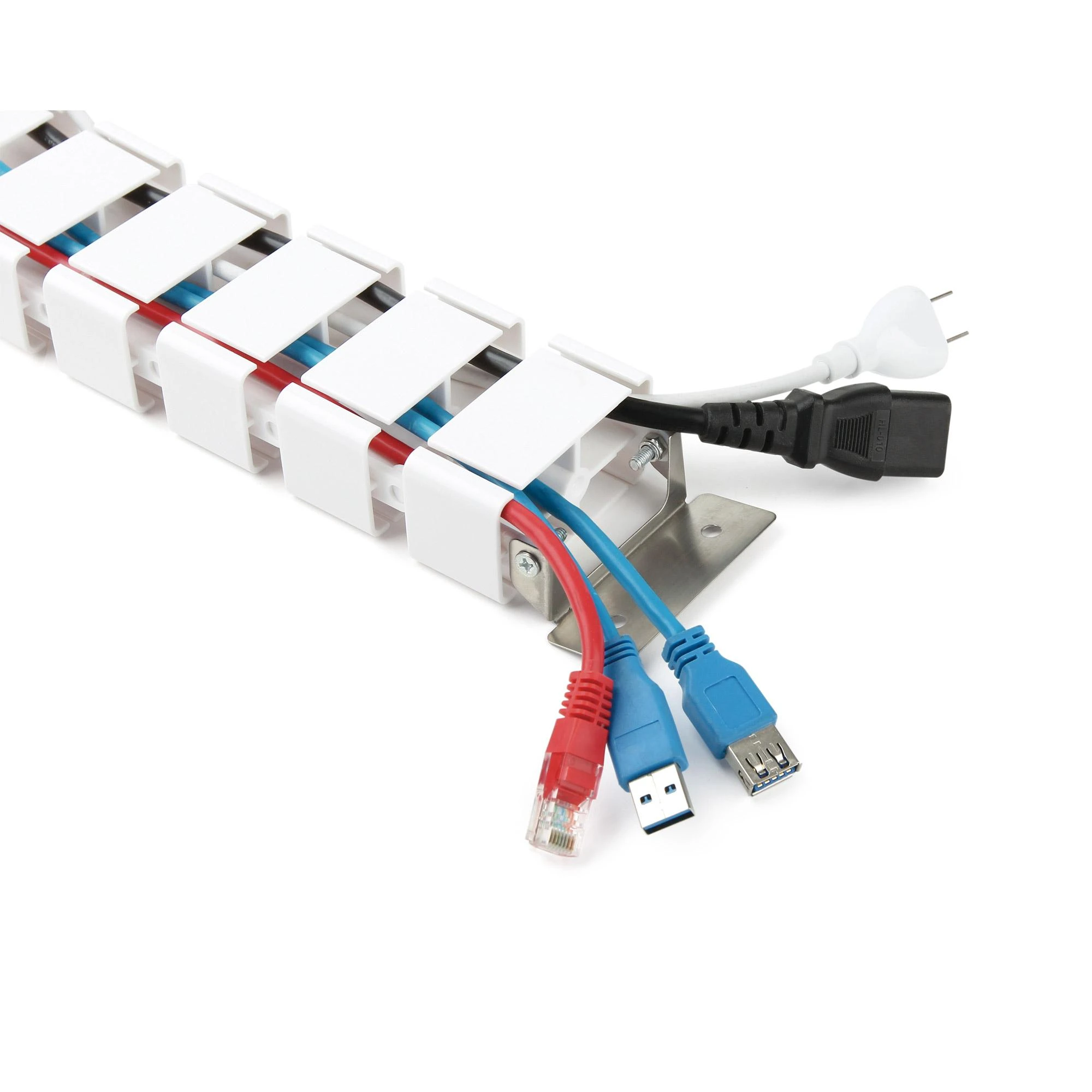 Organizer InLine Cable duct flexible for height-adjustable desks, 4 compartments, 68x36mm max. 1.28m, baltas