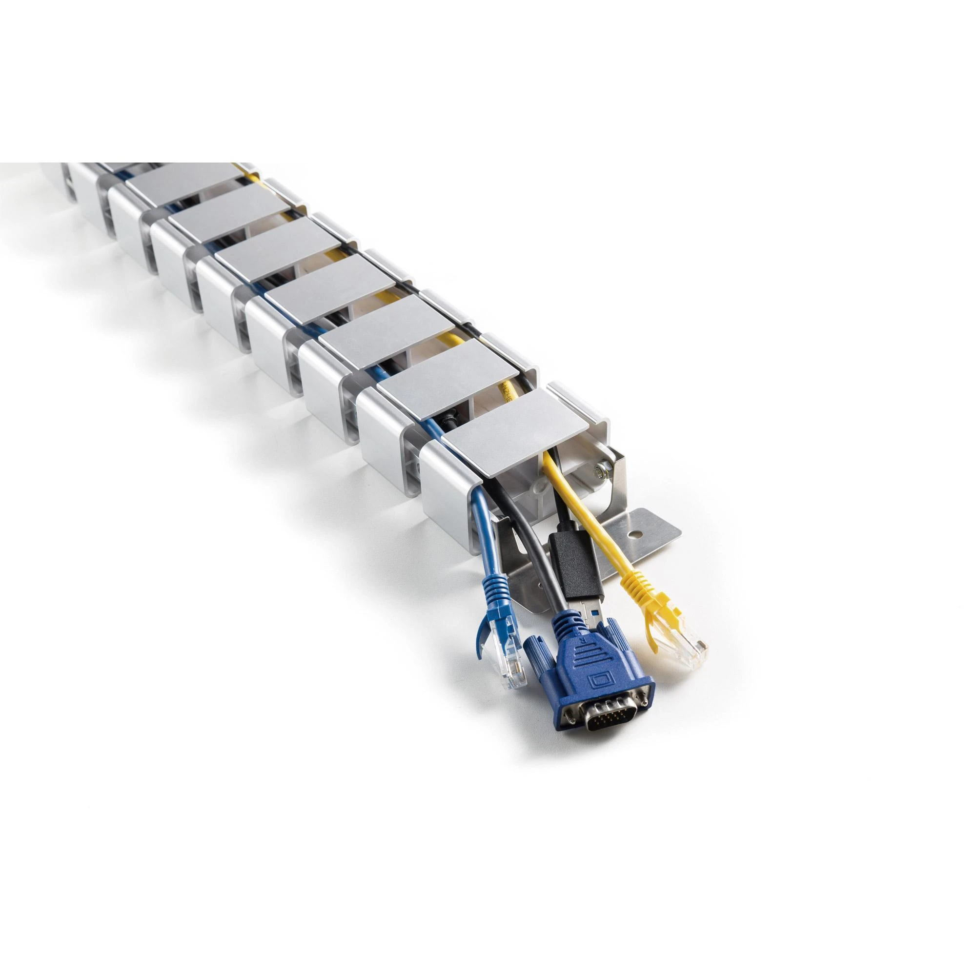 Organizatorius InLine® Lankstus kabelio kanalas reguliuojamo aukščio stalams, 4 skyriai, maks. 68x36 mm. 1.28m, pilkas