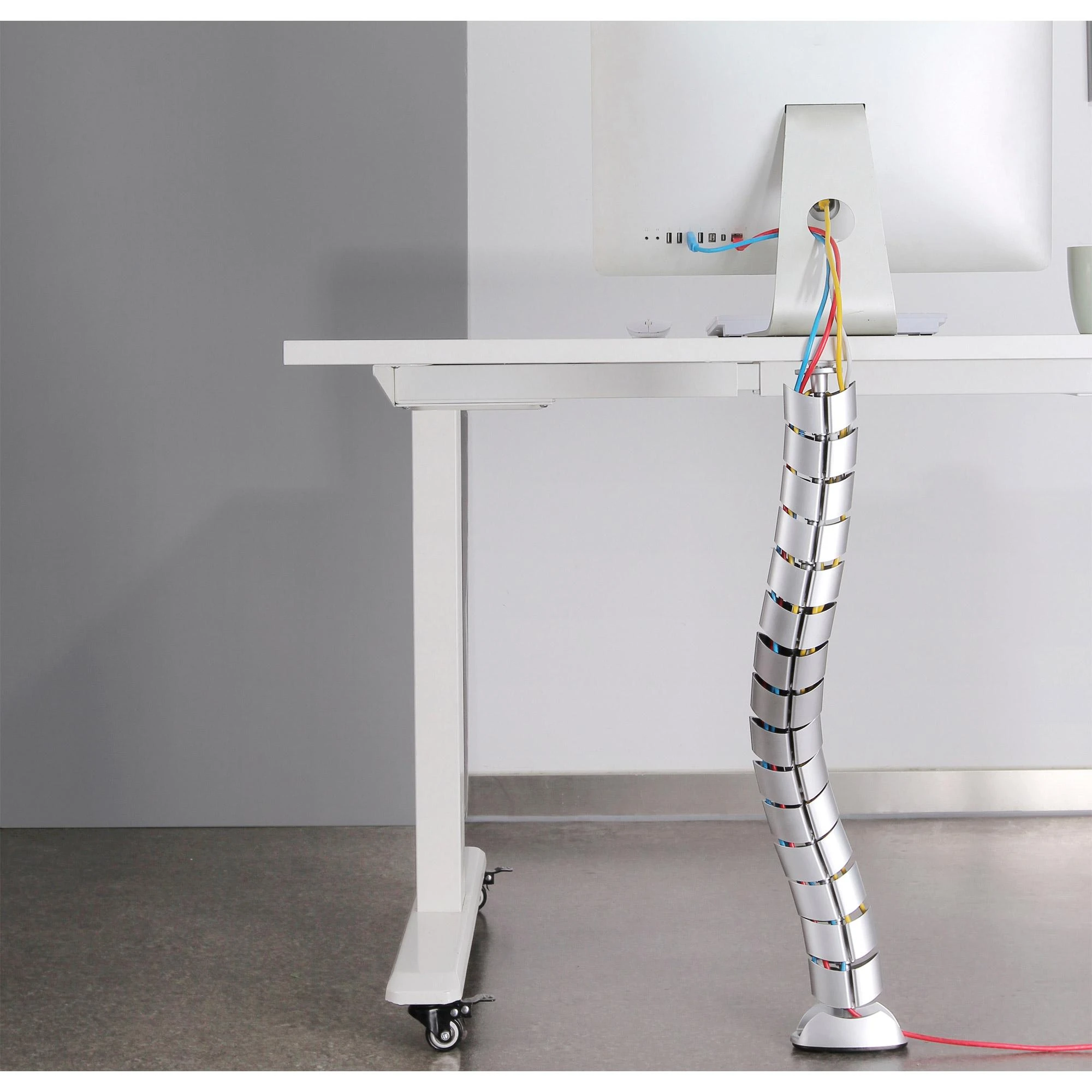 Organizatorius InLine® Kabelio kanalas lankstus, vertikalus stalams, 2 kameros, 0,80m, sidabrinis