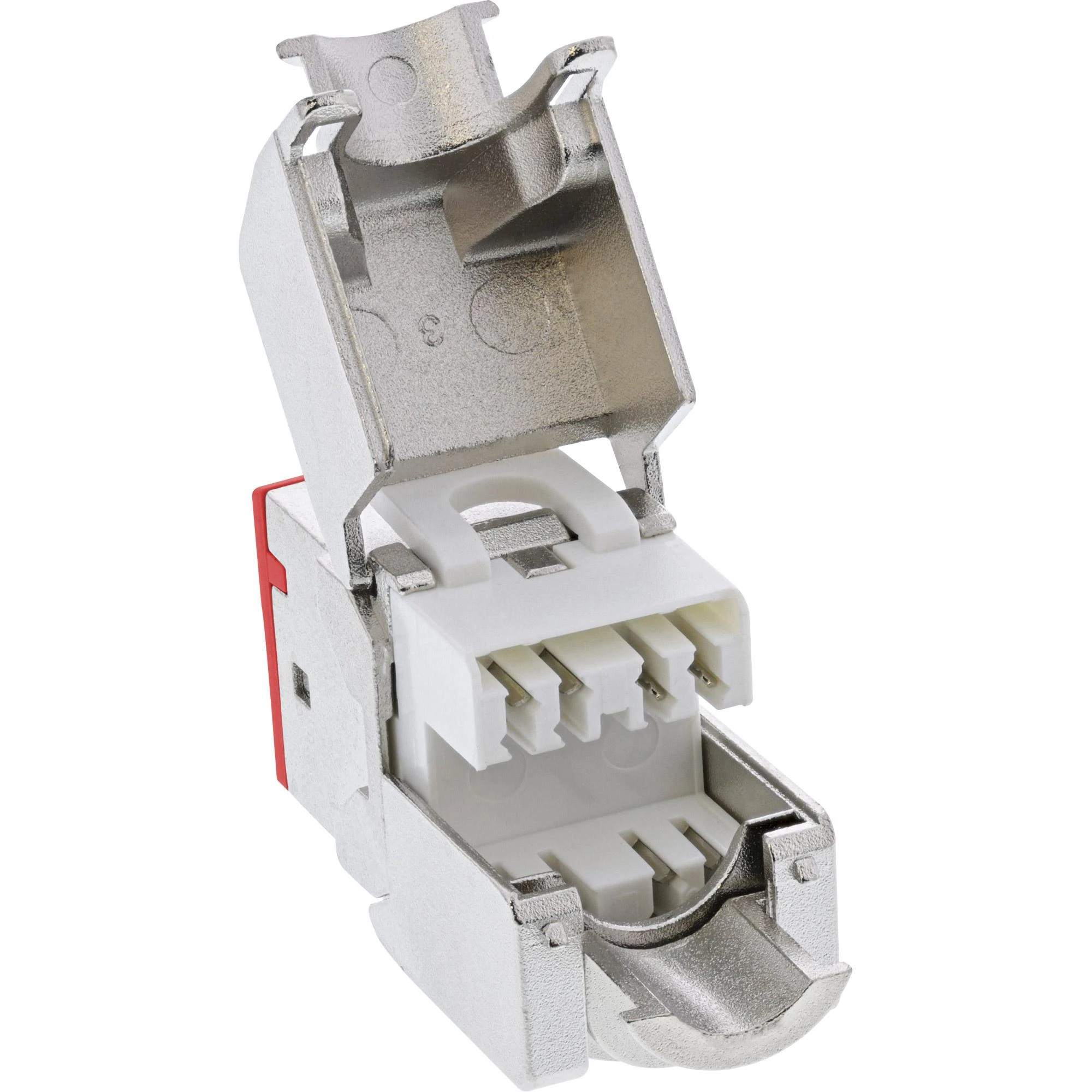 InLine 8vnt. Pack InLine® Keystone RJ45 lizdas, ekranuotas, Cat.6A, raudonas