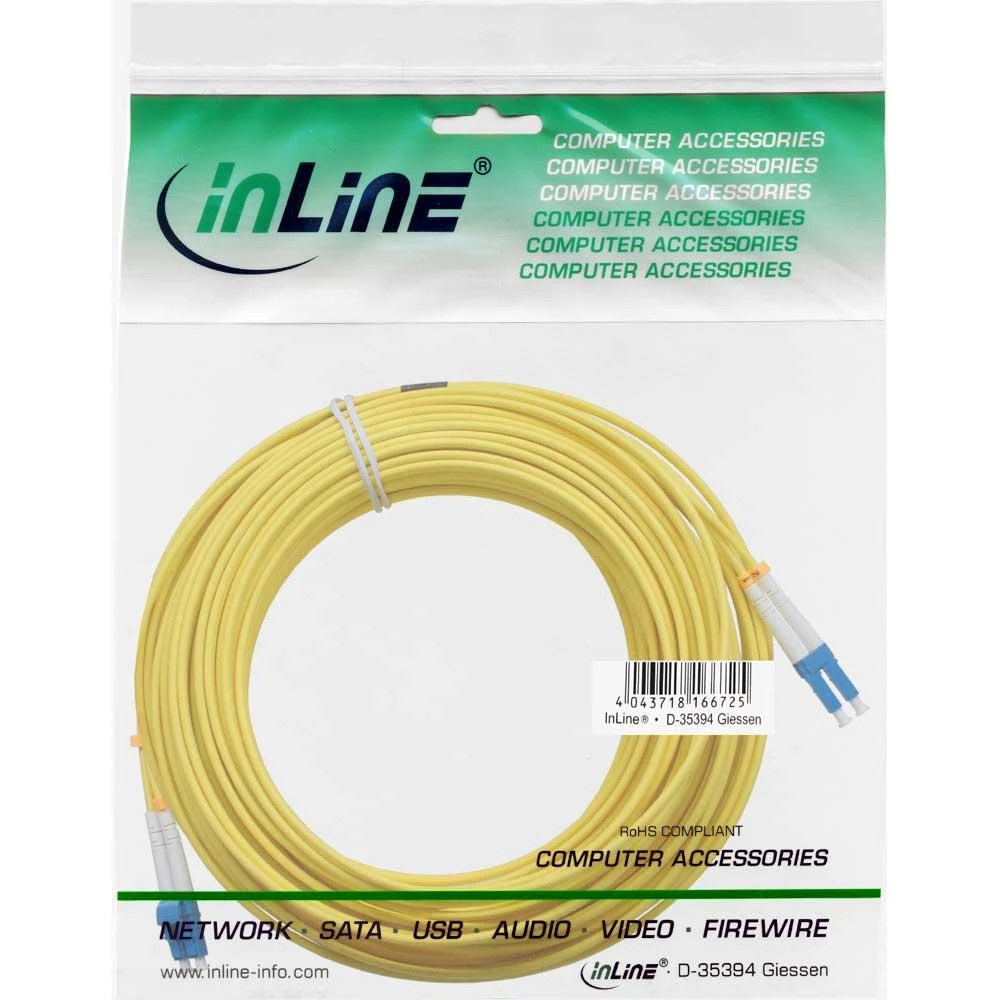 InLine LC / LC skaidulinės optikos laidas, 9 / 125μm, OS2, 20m (88656C)